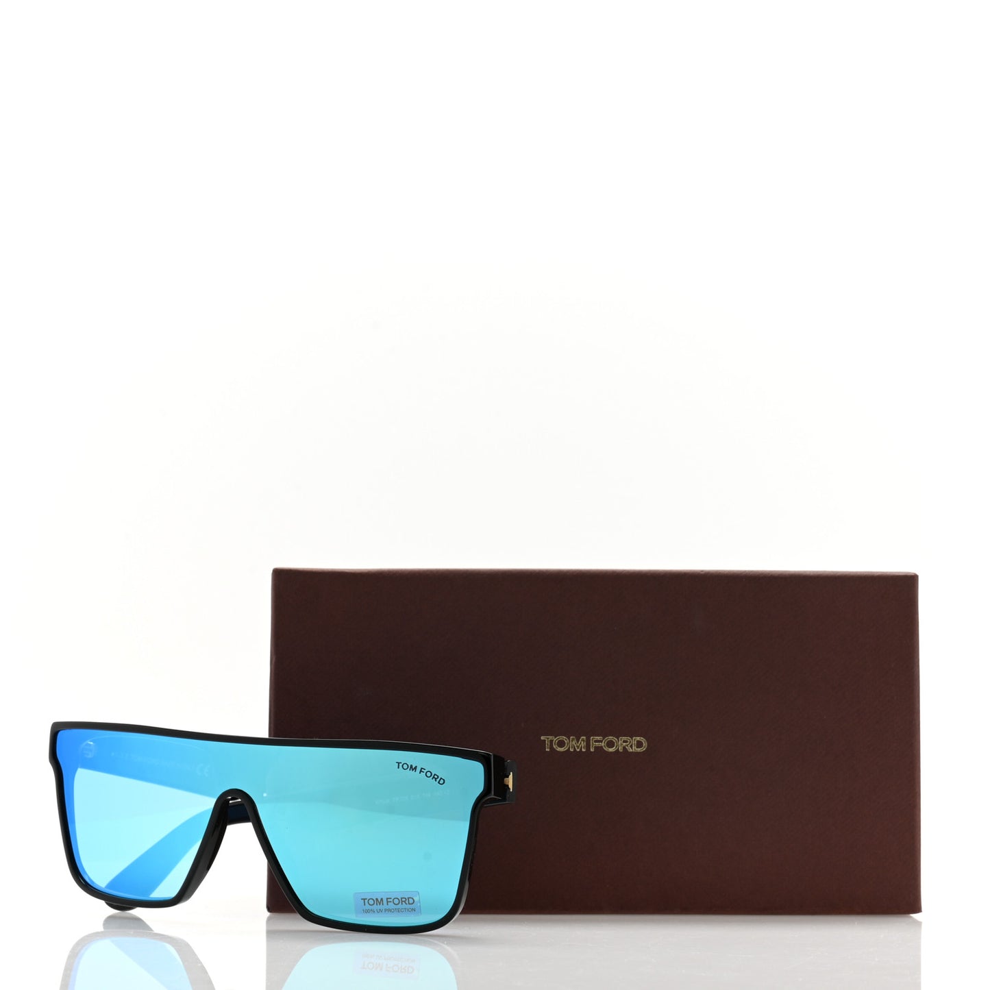 Acetate Mirrored Whyat Square Sunglasses TF709 Black Blue