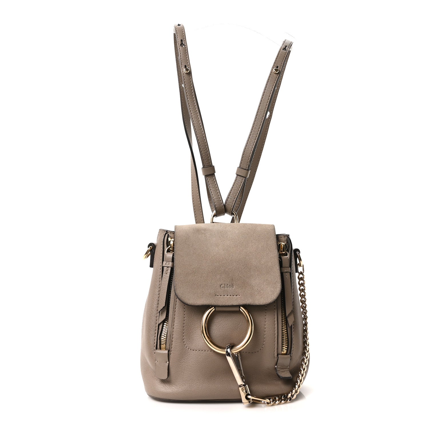 chloe leather backpack Chloe Suede Calfskin Faye Backpack Motty Grey 1827061 – FASHIONPHILE