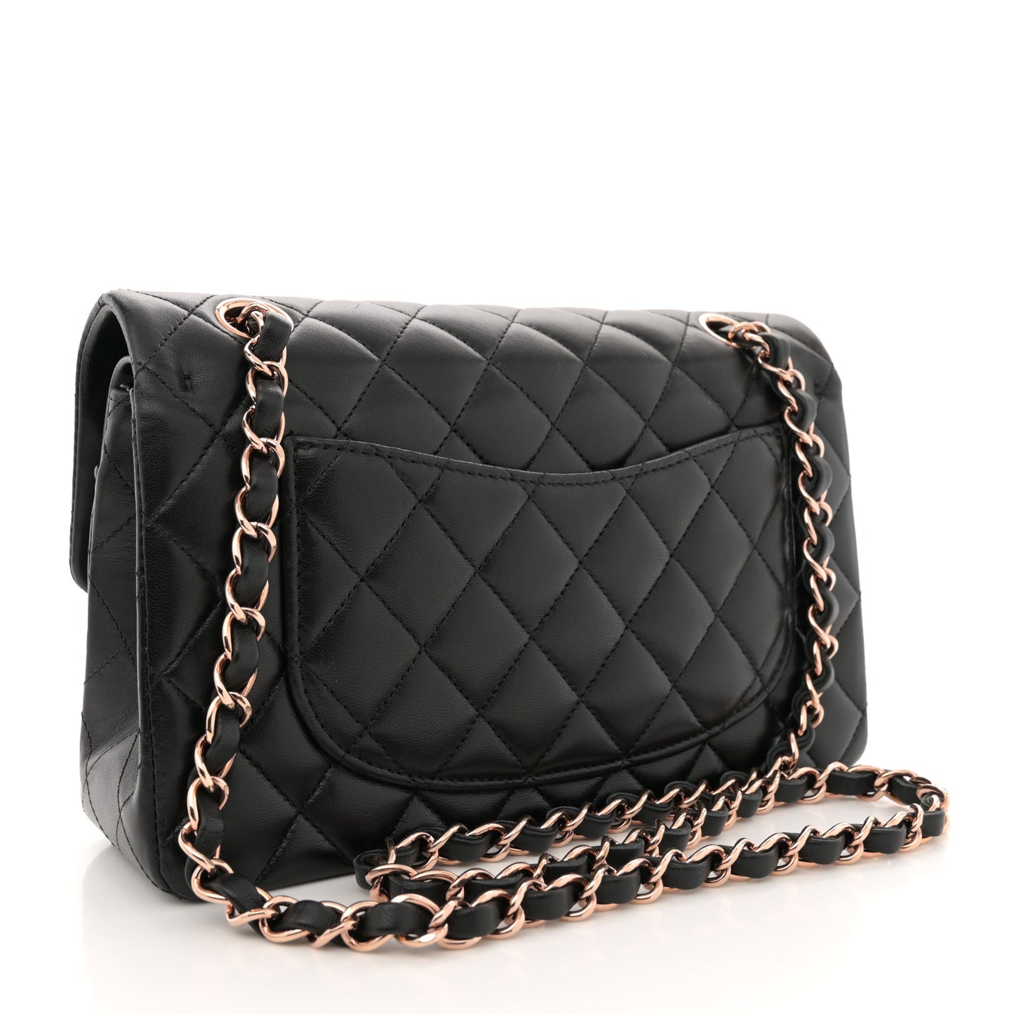 Lambskin Quilted Small Double Flap Black