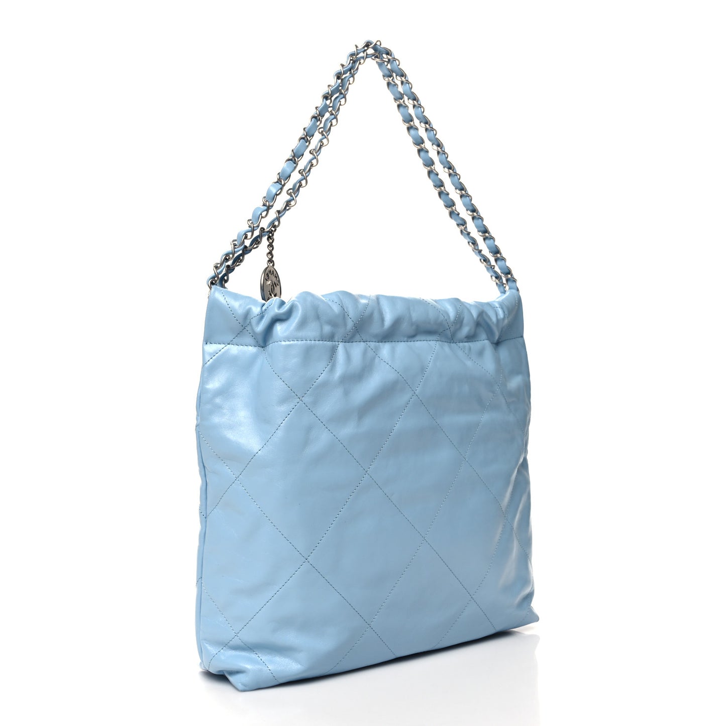 Shiny Calfskin Quilted Small Chanel 22 Light Blue
