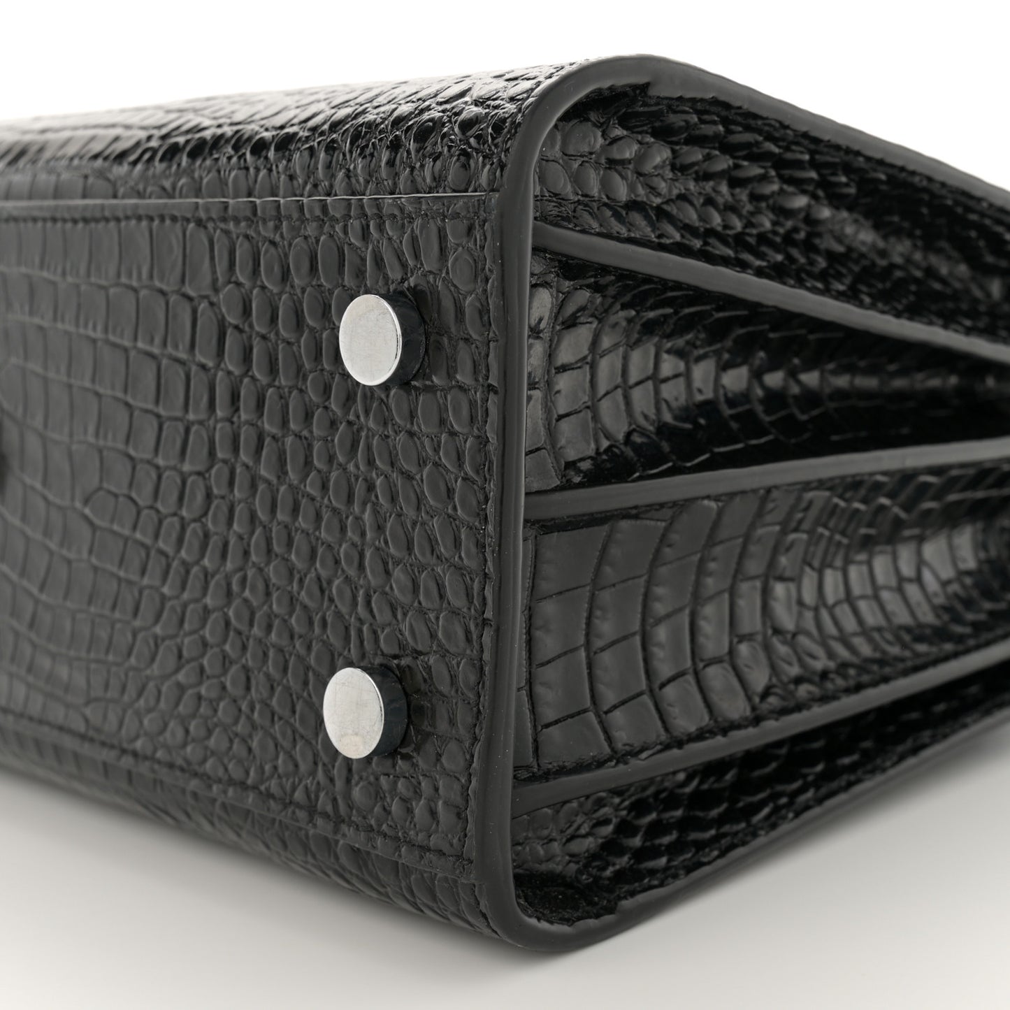 Calfskin Crocodile Embossed Baby Sac De Jour Black