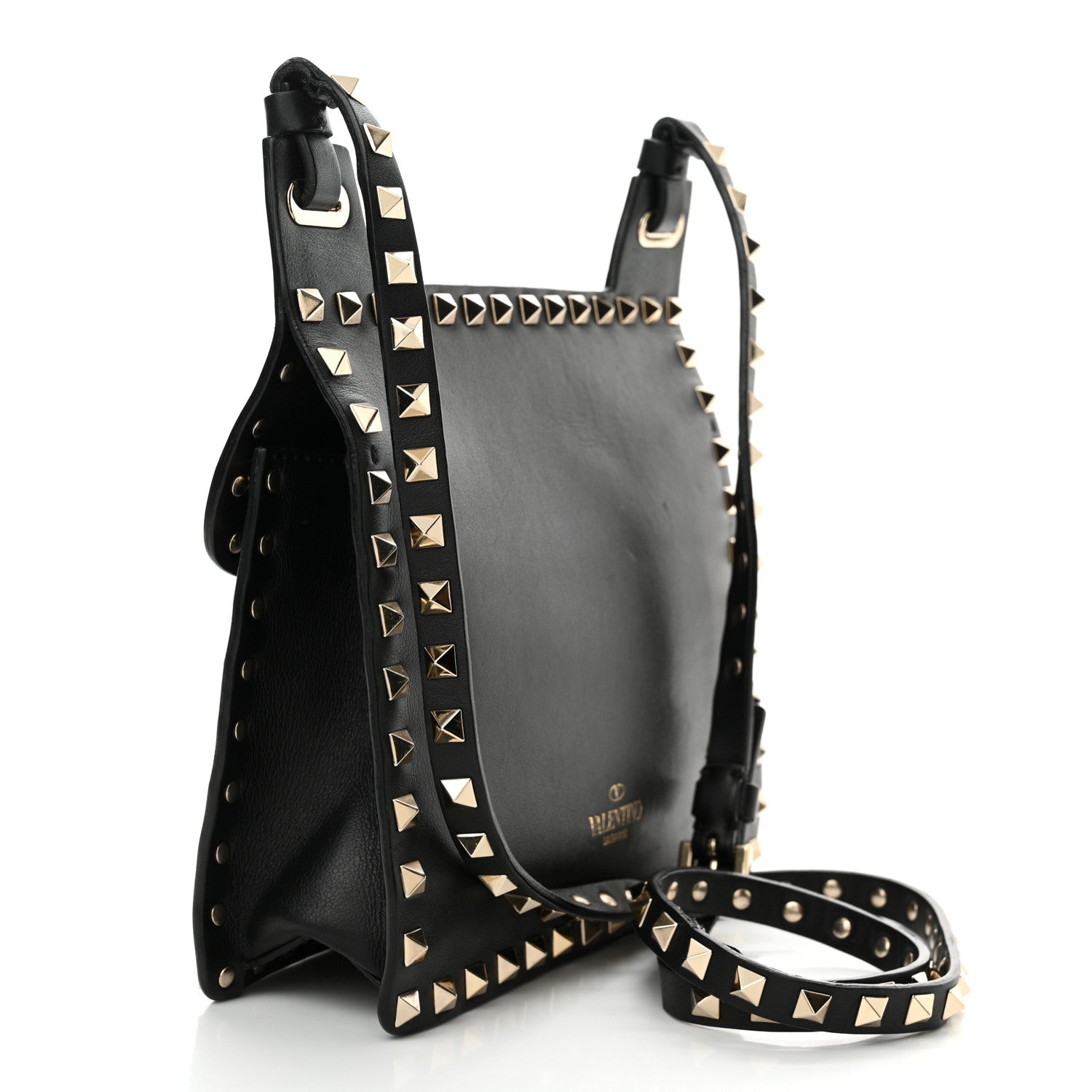 Valentino Garavani Calfskin Rockstud Crossbody Messenger Bag Black 3 of 13