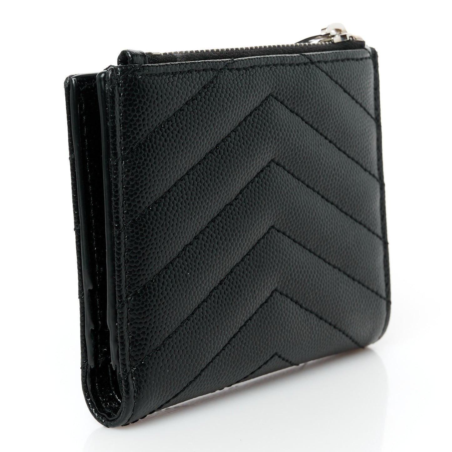 Grain De Poudre Matelasse Chevron Monogram Zipped Card Case Black