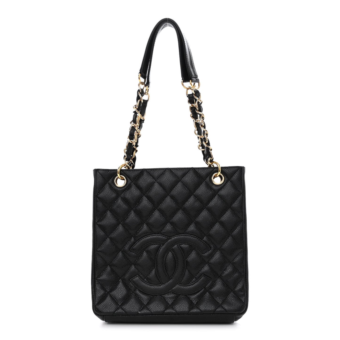 Caviar Quilted Petit Shopping Tote PST Black