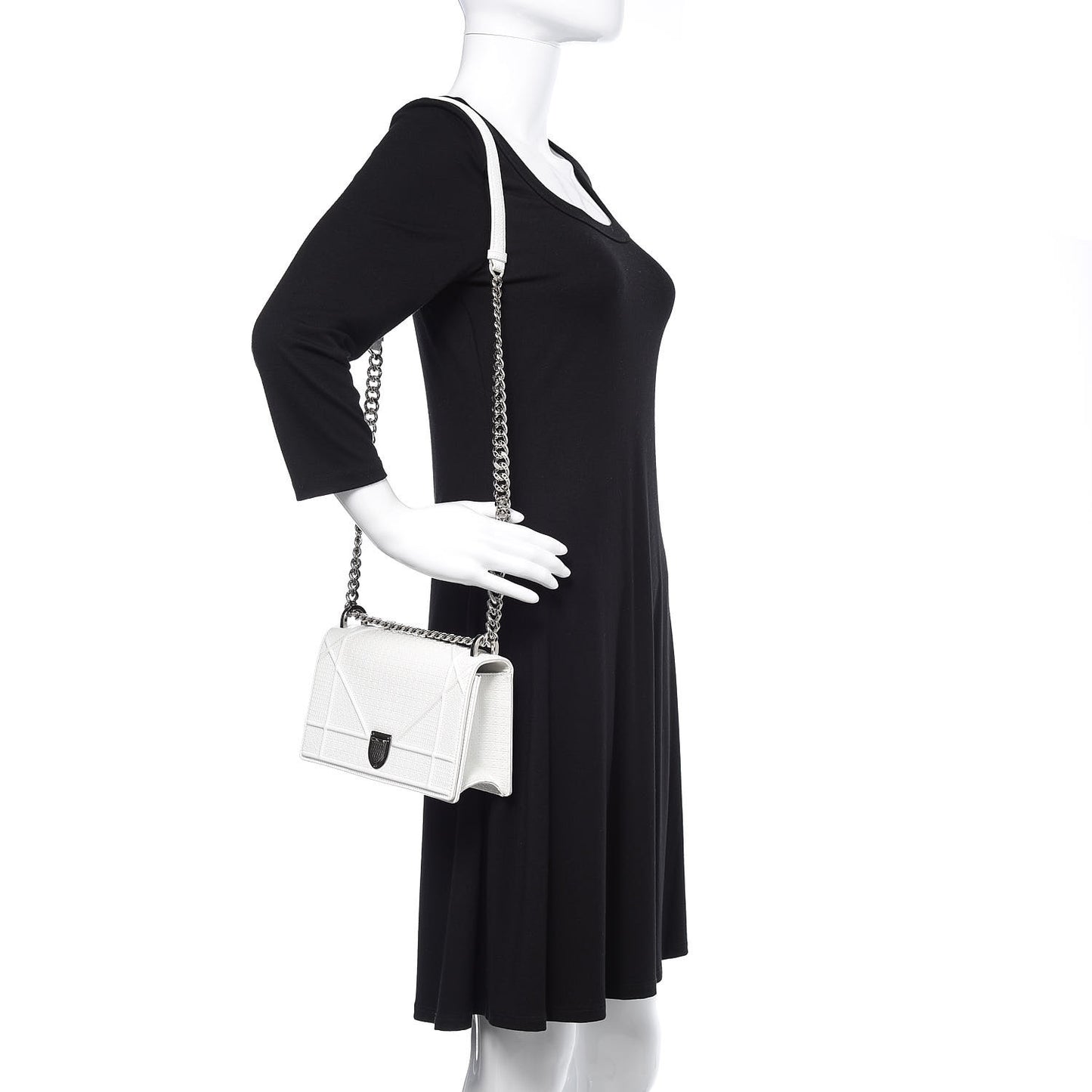 Patent Micro-Cannage Small Diorama Flap Bag White