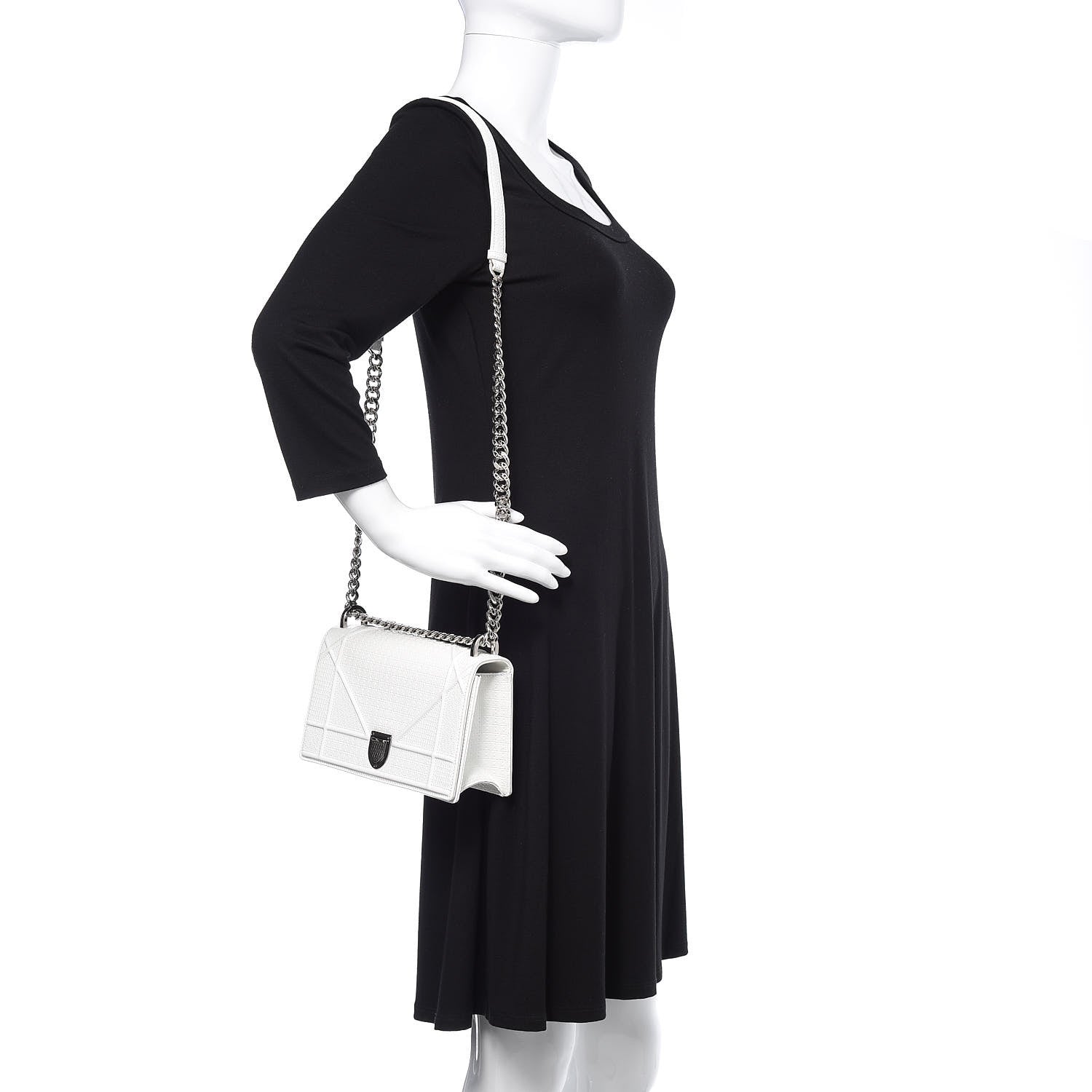 Christian Dior Patent Micro-Cannage Small Diorama Flap Bag White 2 of 16