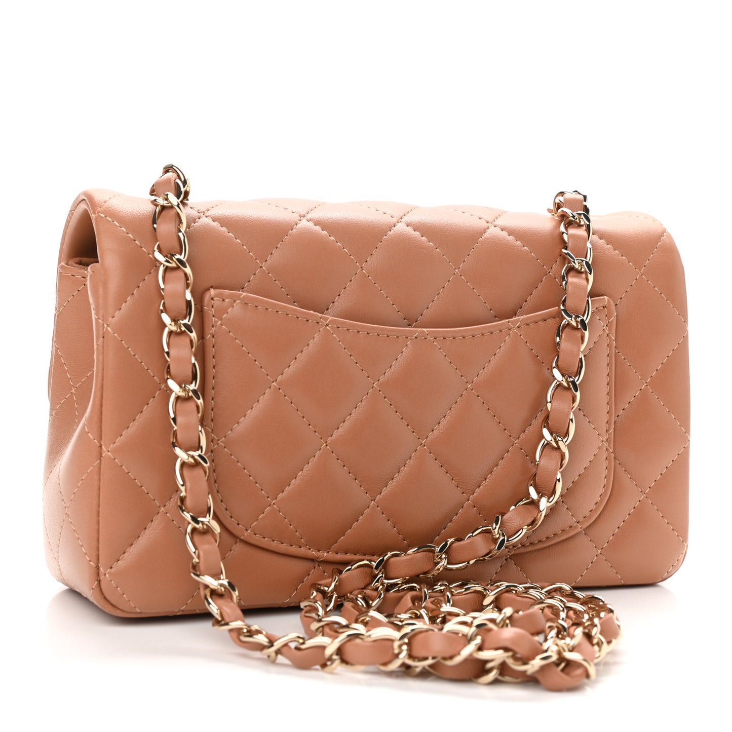 Lambskin Quilted Mini Rectangular Flap Brown