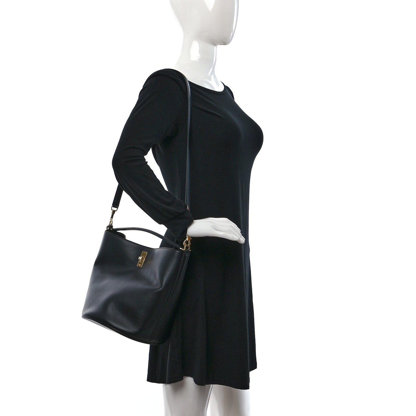 Smooth Calfskin Bucket 16 Bag Black
