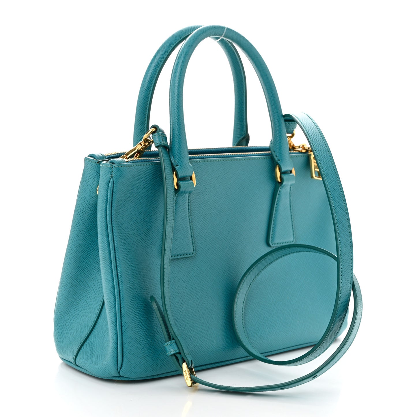 Saffiano Lux Small Galleria Double Zip Tote Turchese