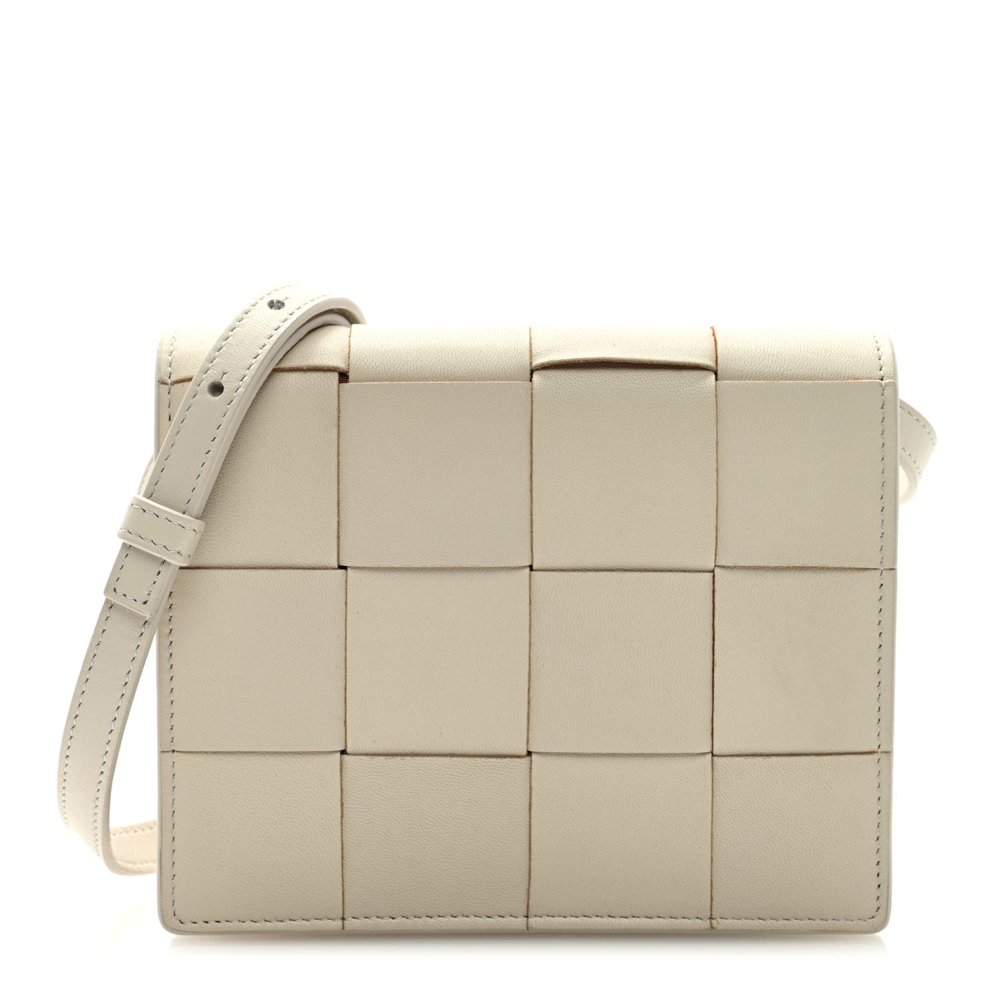 Lambskin Maxi Intrecciato Mini Cassette Crossbody Bag White