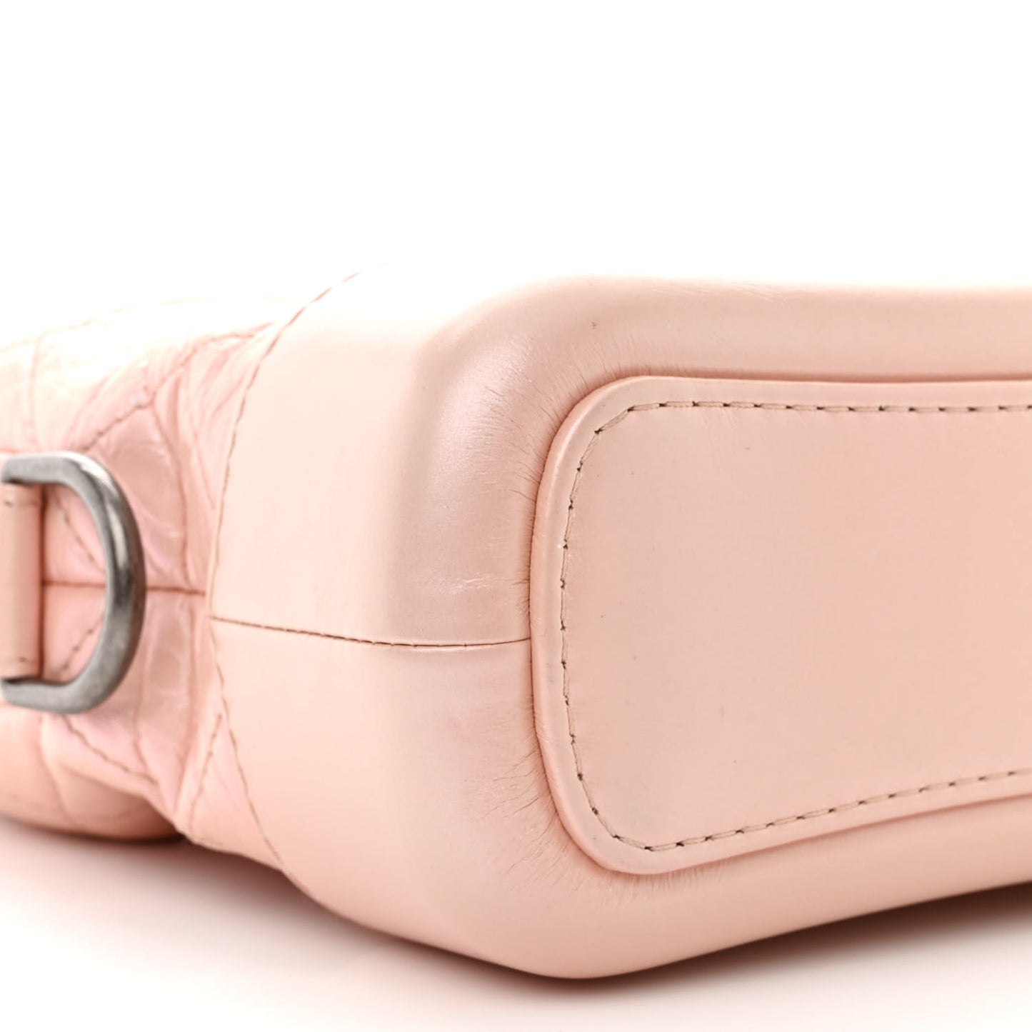 Iridescent Aged Calfskin Quilted Small Gabrielle Hobo Rose