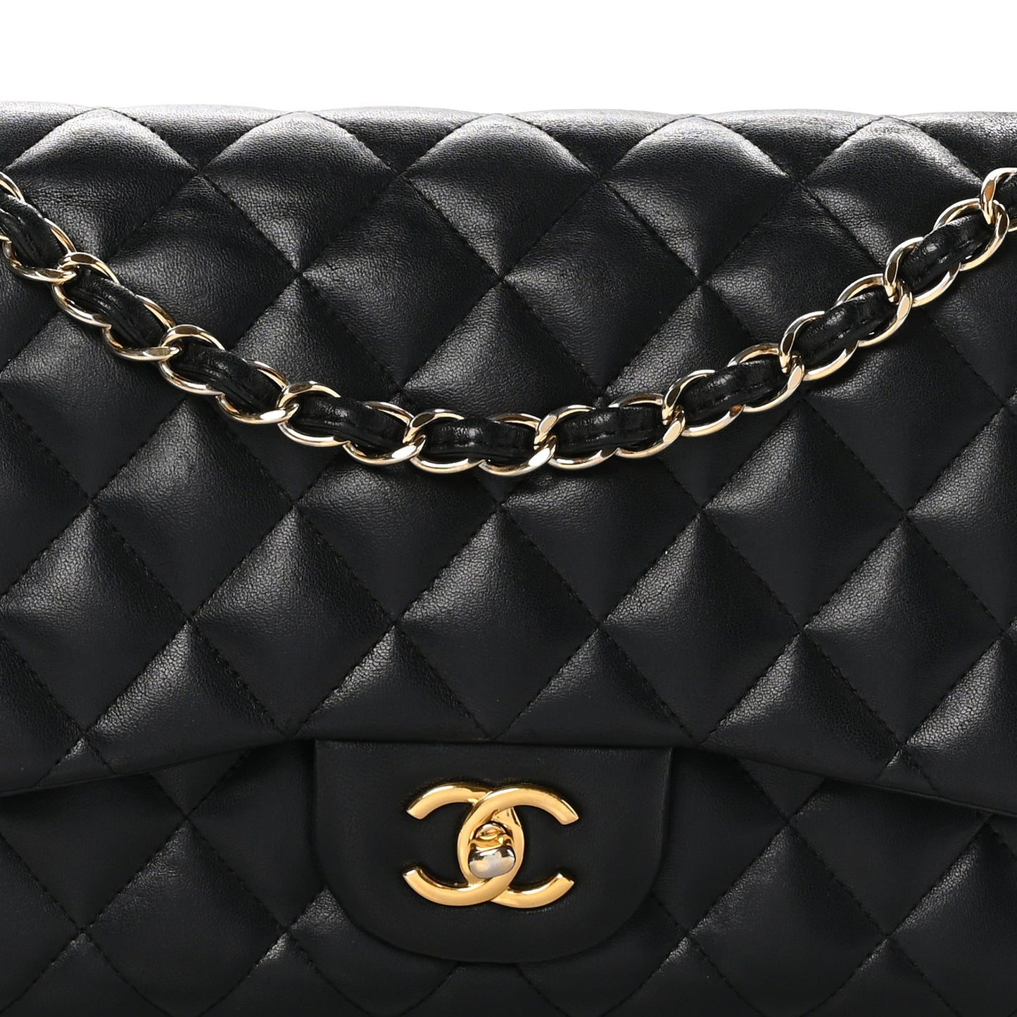 Lambskin Quilted Jumbo Double Flap Black