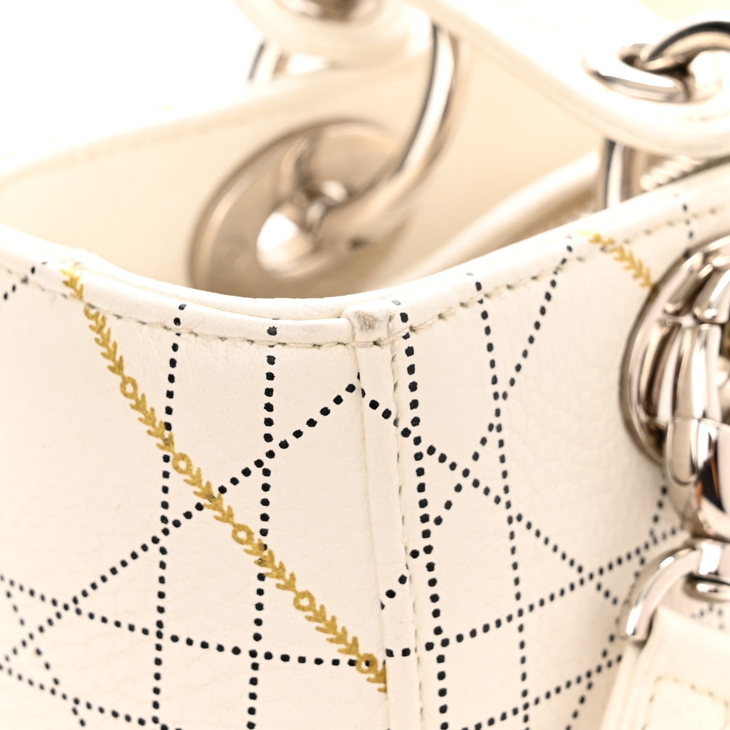 Calfskin Cannage Print Medium Lady Dior White