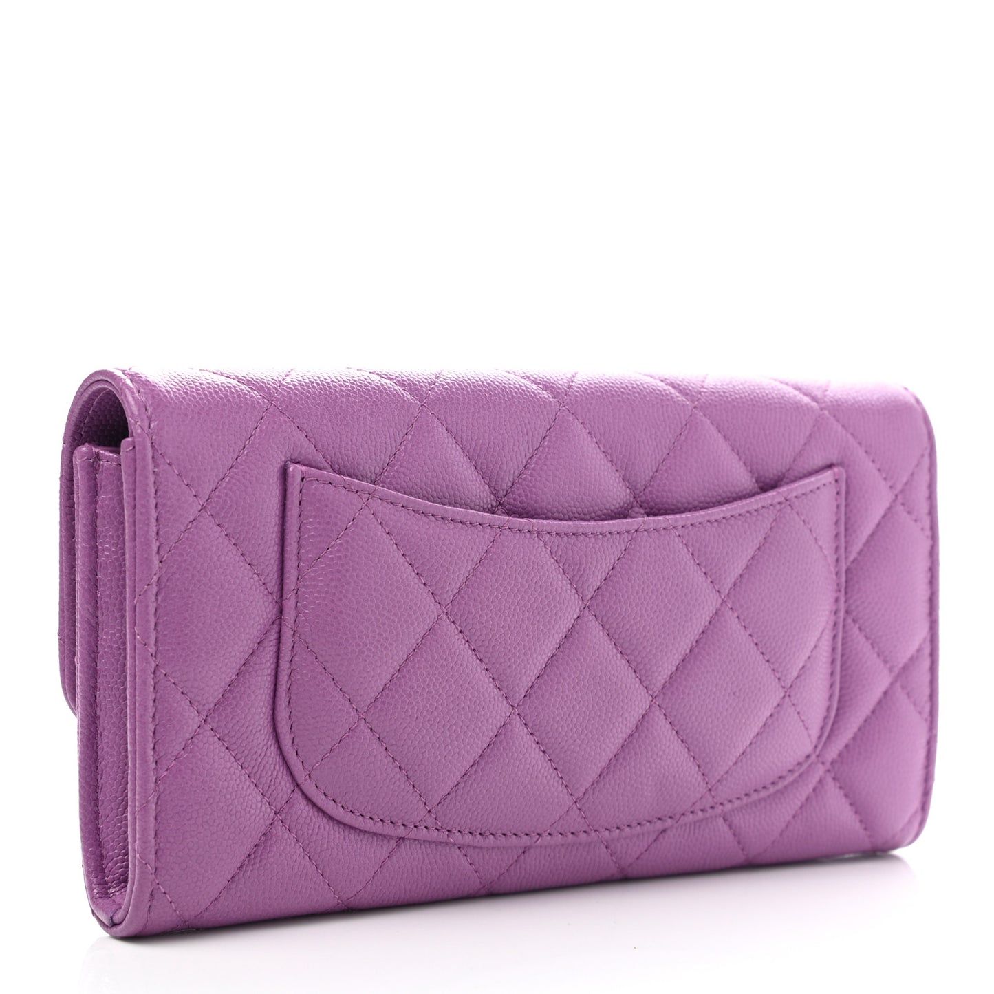 Caviar Quilted Large Flap Wallet Purple