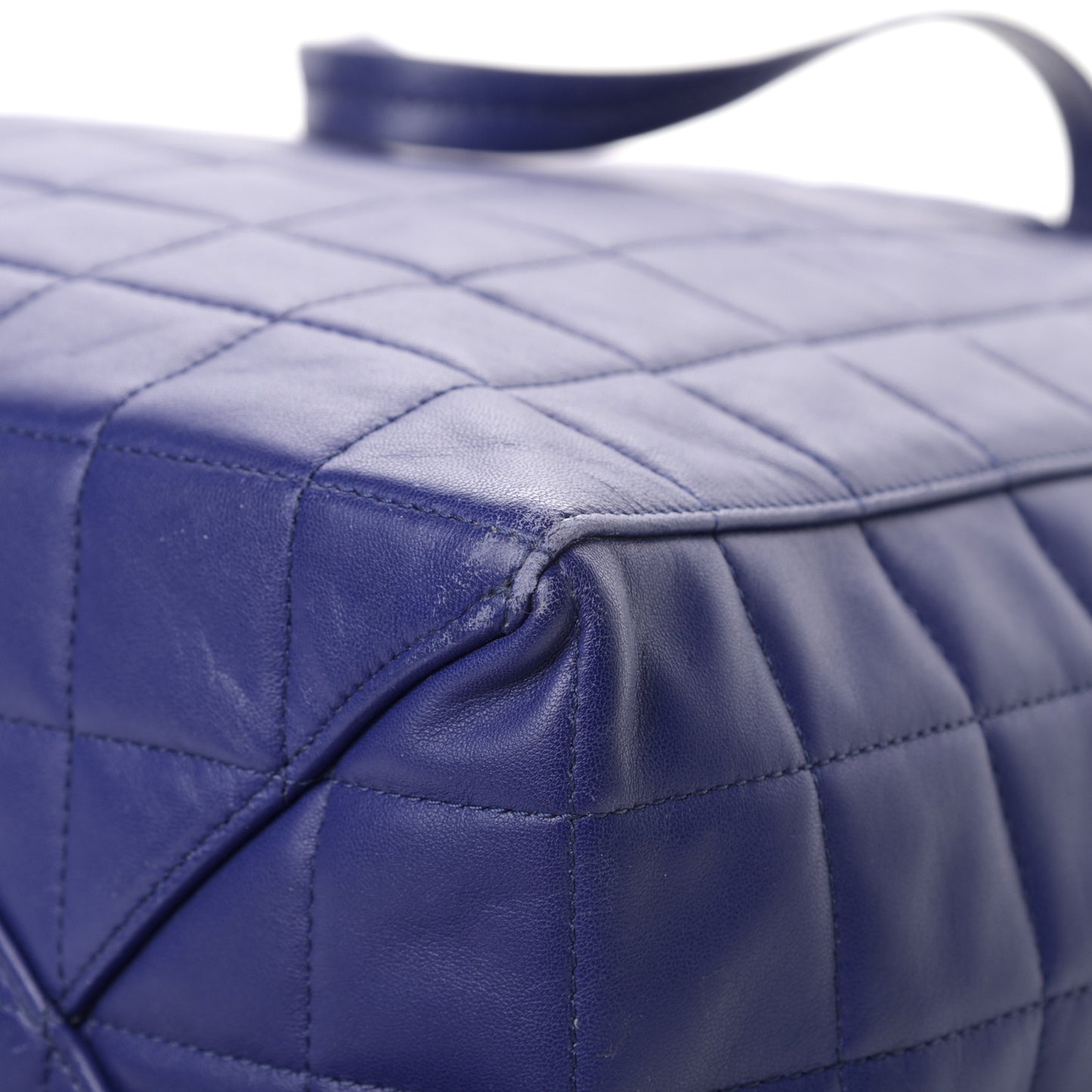 Lambskin Quilted Horizontal Cabas Blue