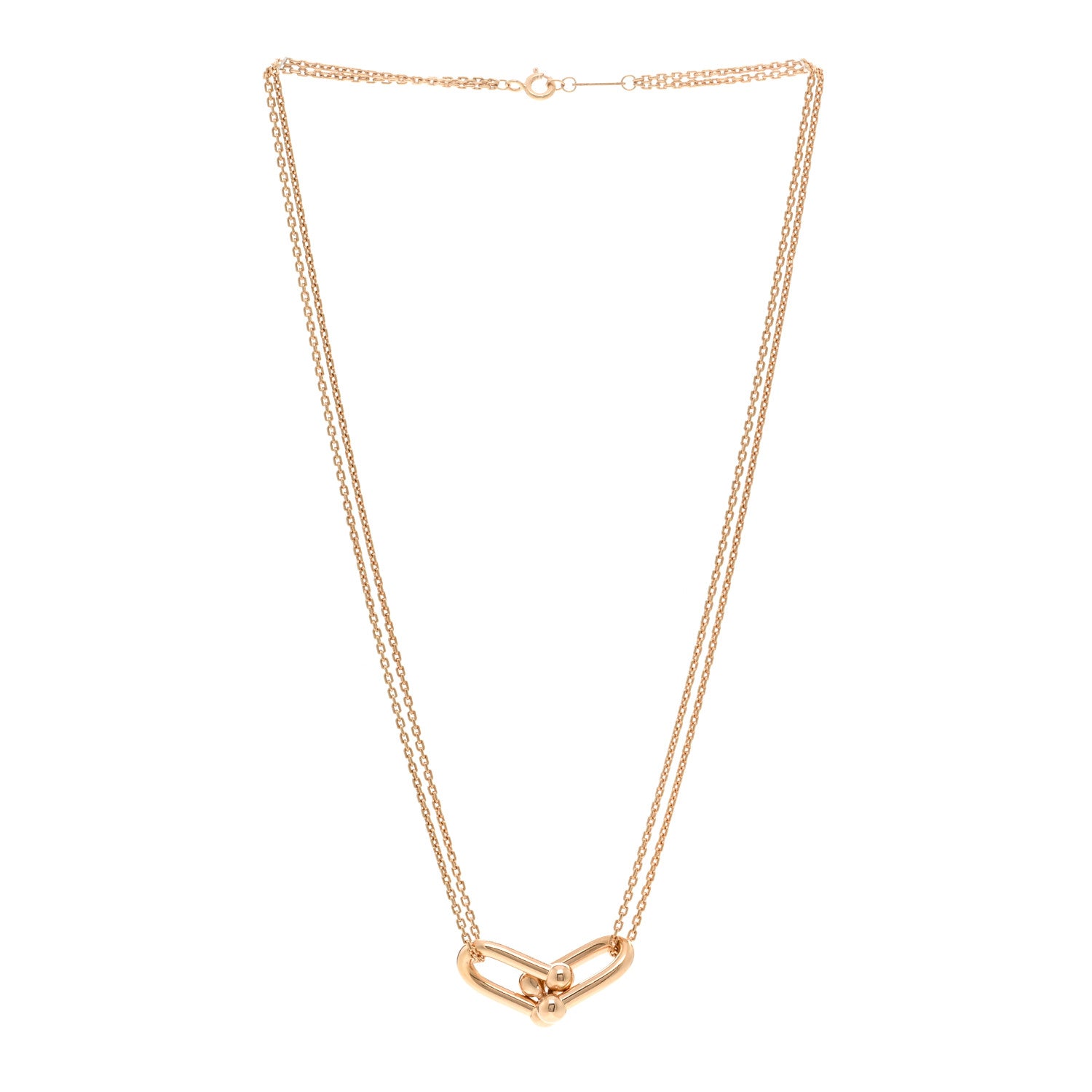 Tiffany 18K Rose Gold HardWear Double Link Pendant Necklace 3 of 4