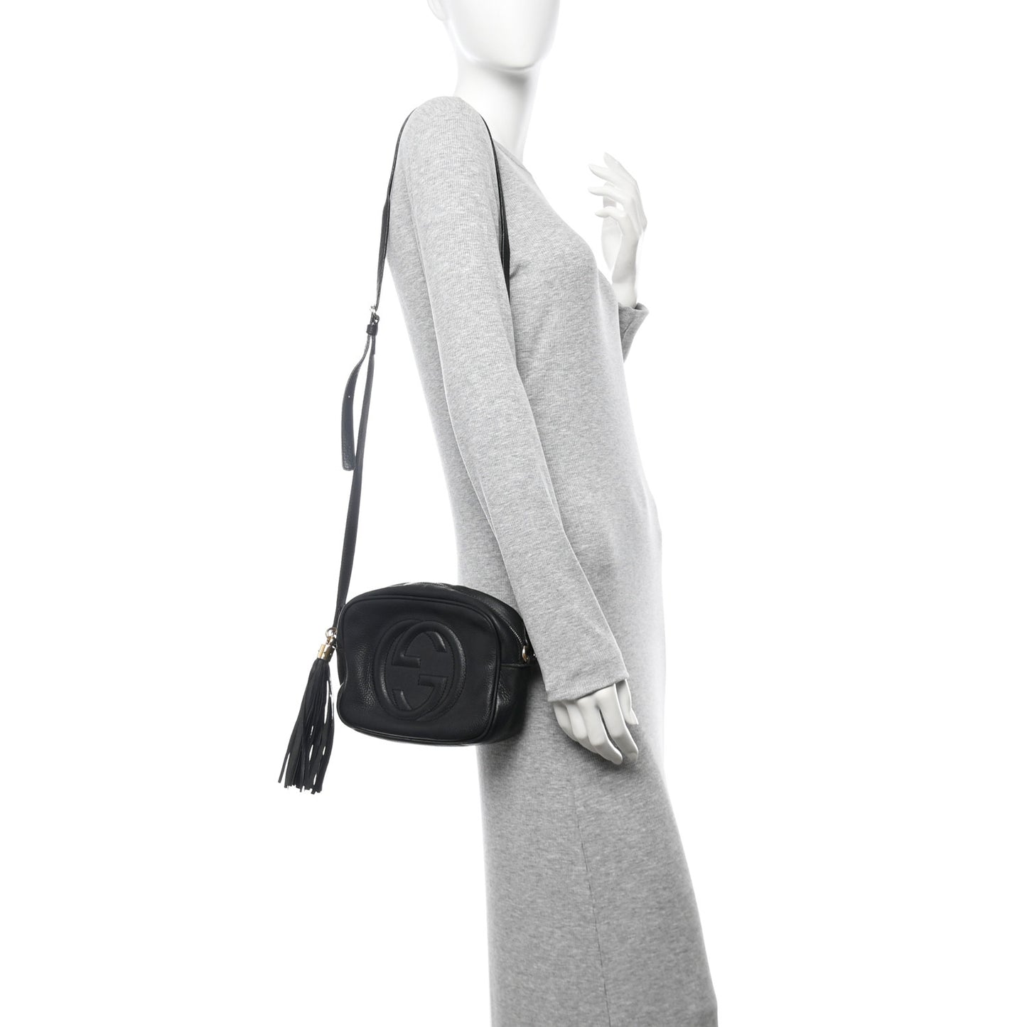 Pebbled Calfskin Small Soho Disco Bag Black