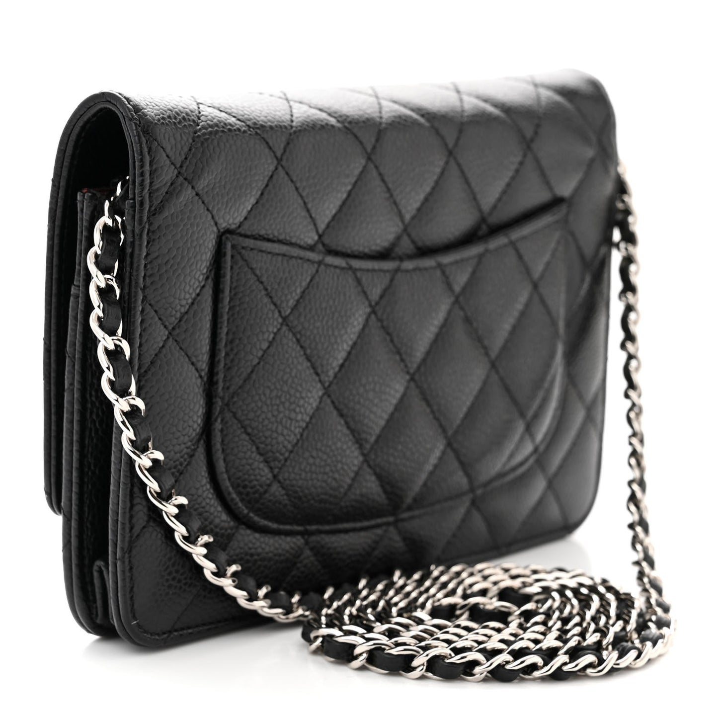 Caviar Quilted Wallet on Chain WOC Black
