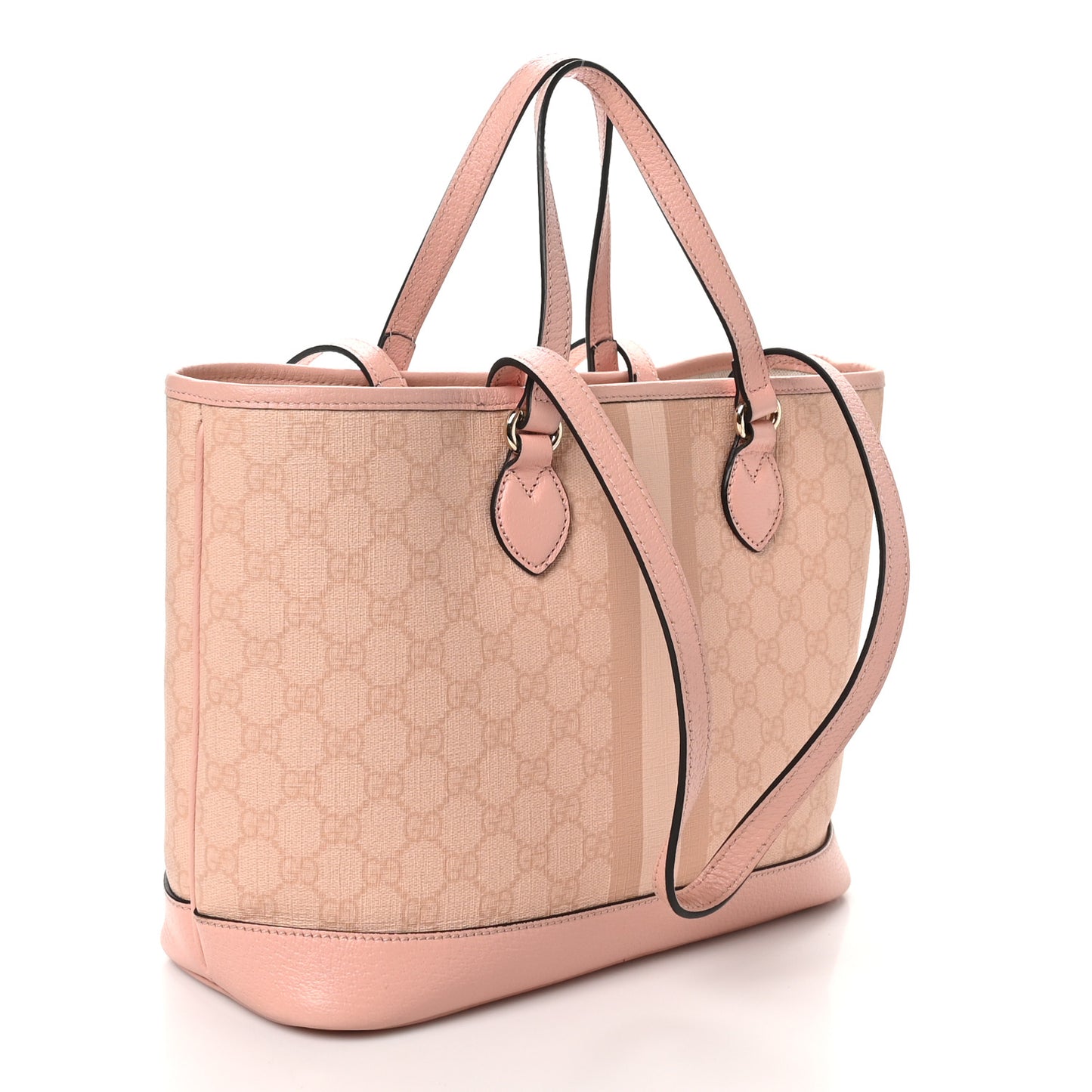 GG Supreme Monogram Textured Dollar Calfskin Medium Ophidia Shoulder Tote Bag Rose Pink
