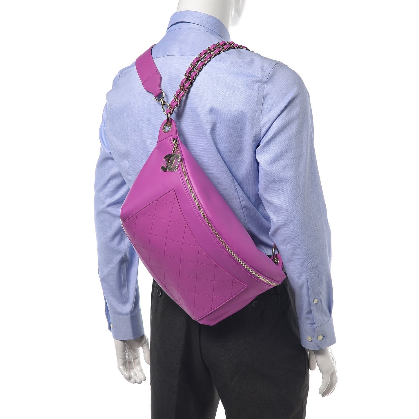 X PHARRELL WILLIAMS Lambskin Oversized Waist Belt Bag Fuchsia