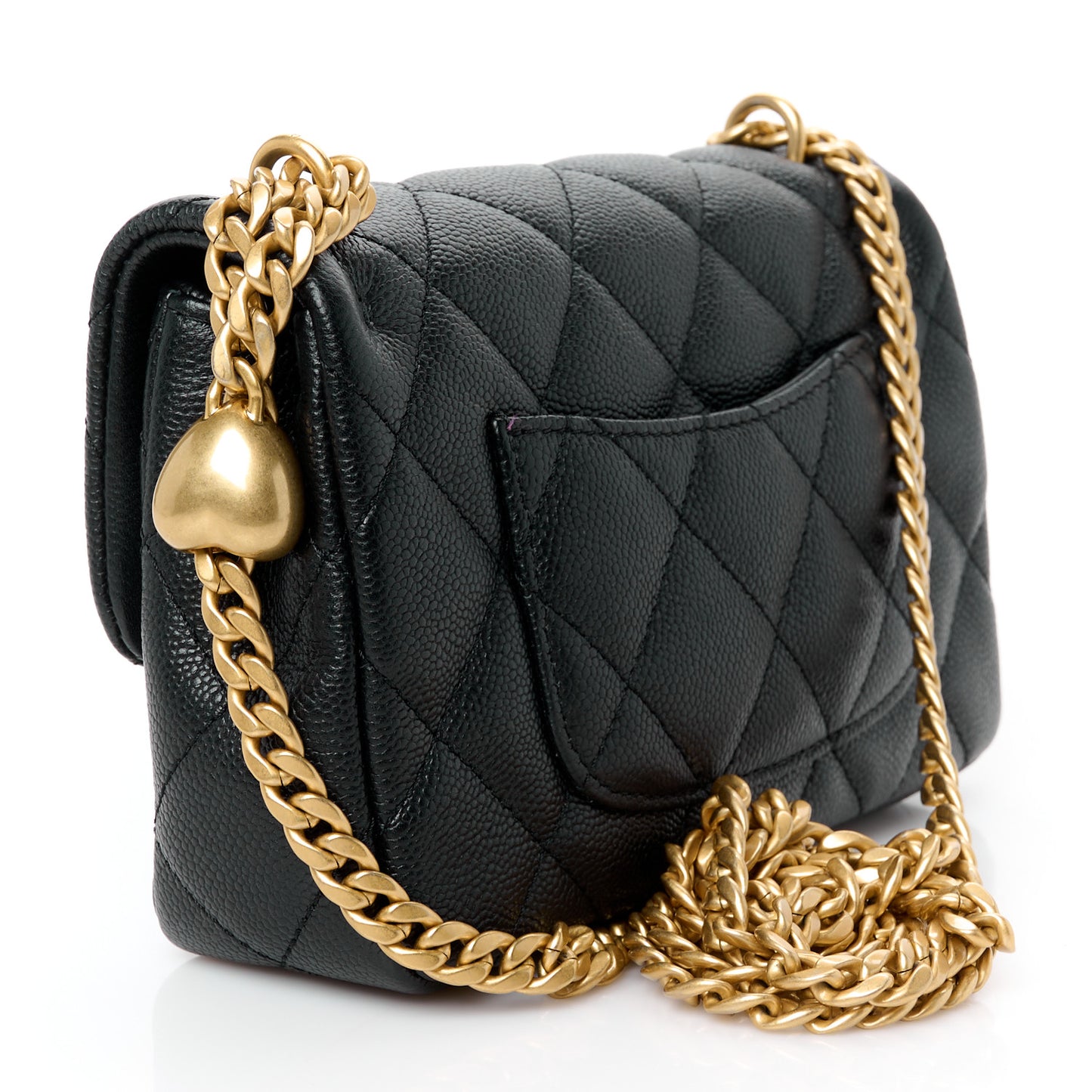 Caviar Quilted Mini Sweetheart Rectangular Flap Black