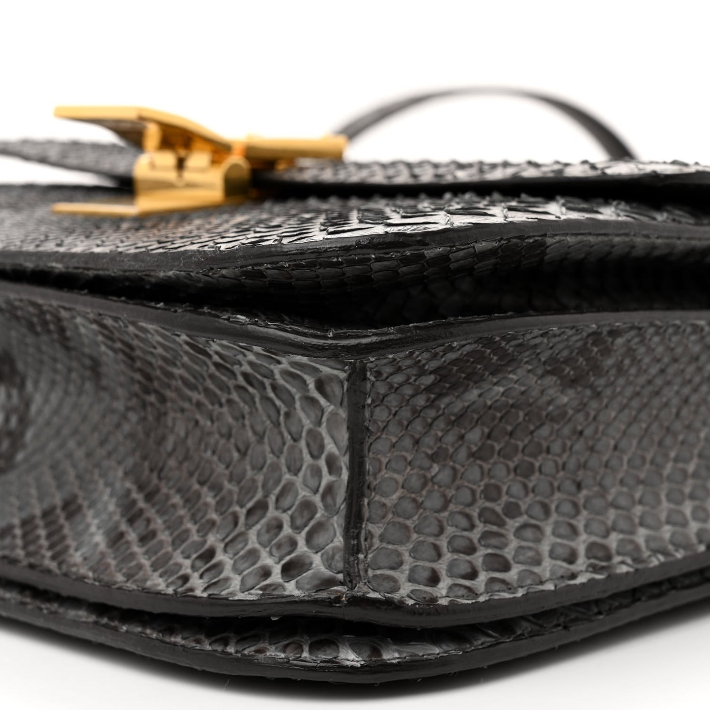 Snakeskin Medium Classic Box Flap Bag Storm