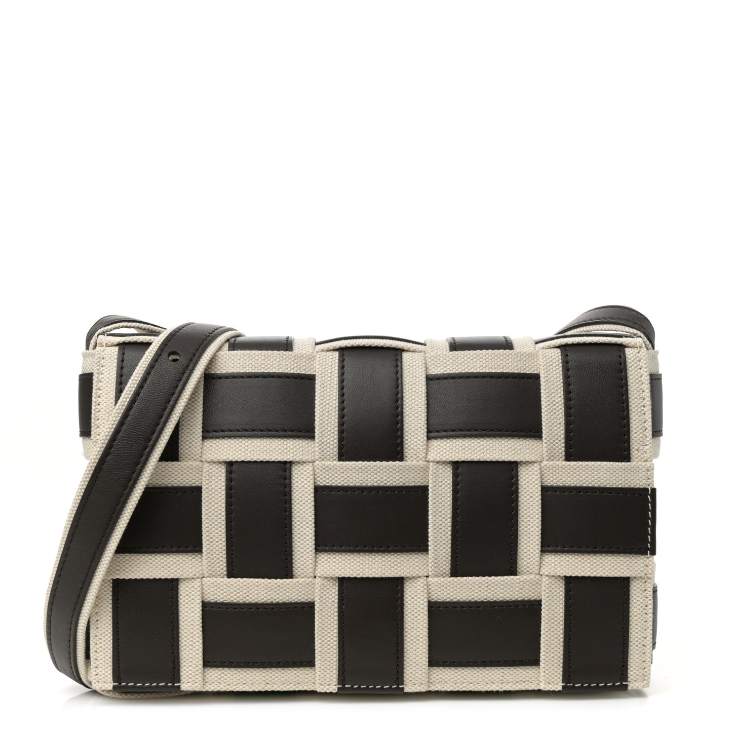 Canvas Nappa Maxi Intrecciato Cassette Crossbody Bag Natural Fondant