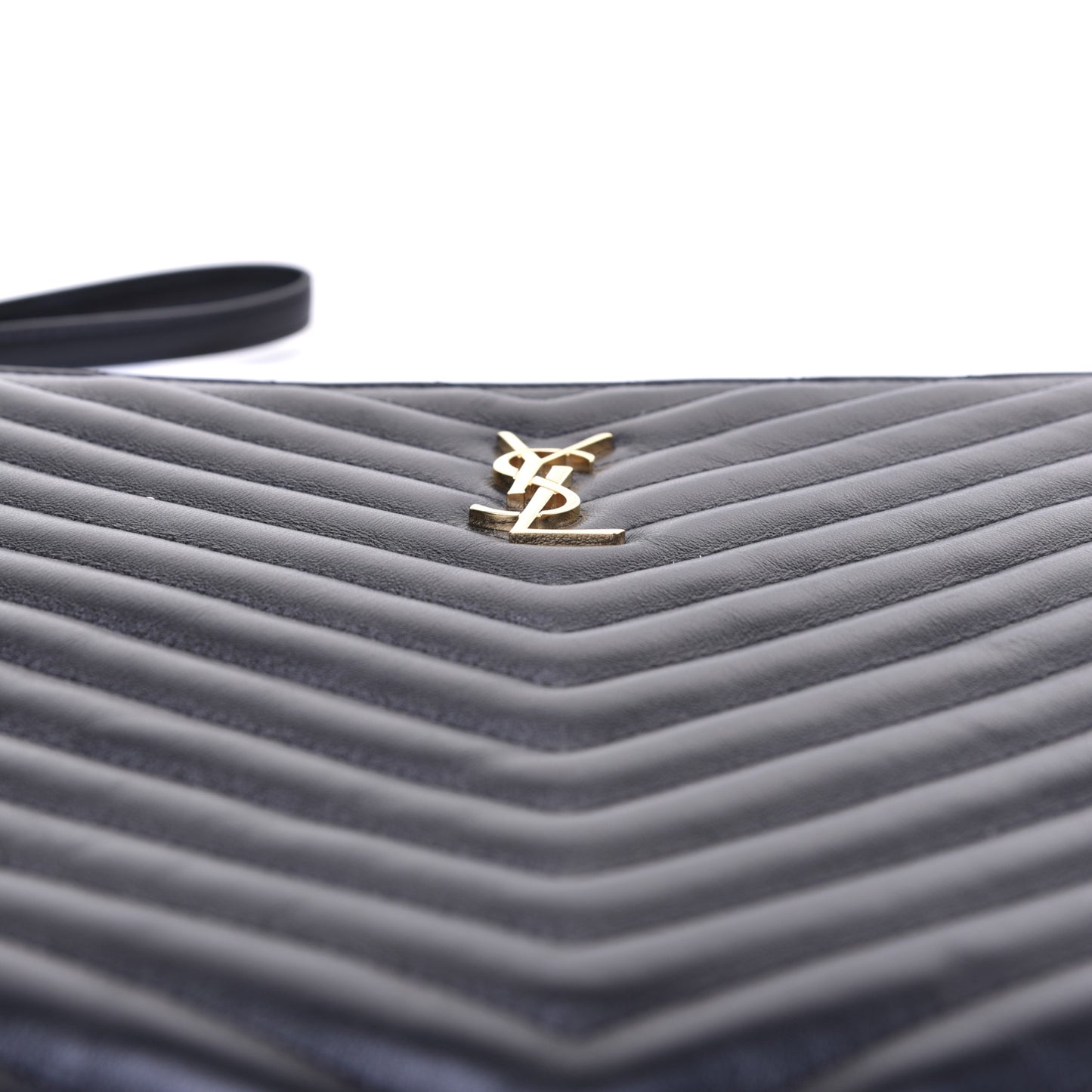 Calfskin Matelasse Chevron Monogram Document Holder Black