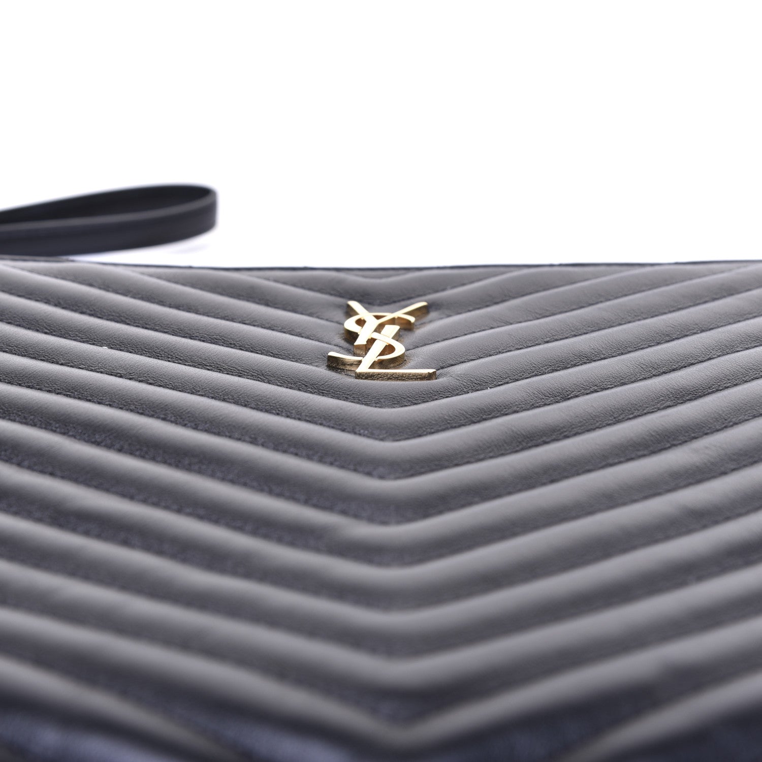 Saint Laurent Calfskin Matelasse Chevron Monogram Document Holder Black 10 of 12