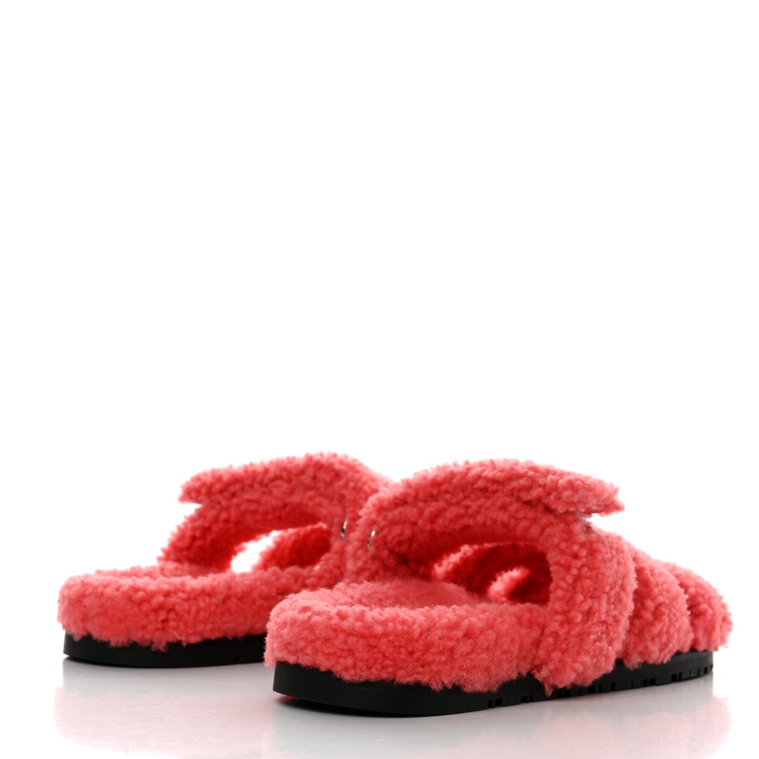 Hermes Woolskin Womens Chypre Sandals 38.5 Rose Du Desert 4 of 9