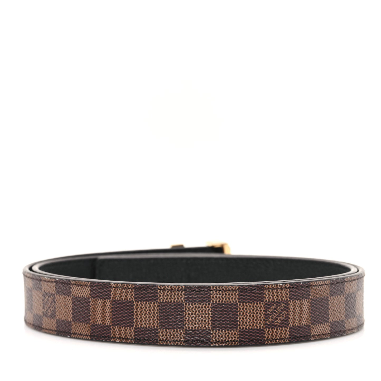 Calfskin Damier Ebene 25mm LV Iconic Reversible Belt 80 32 Black