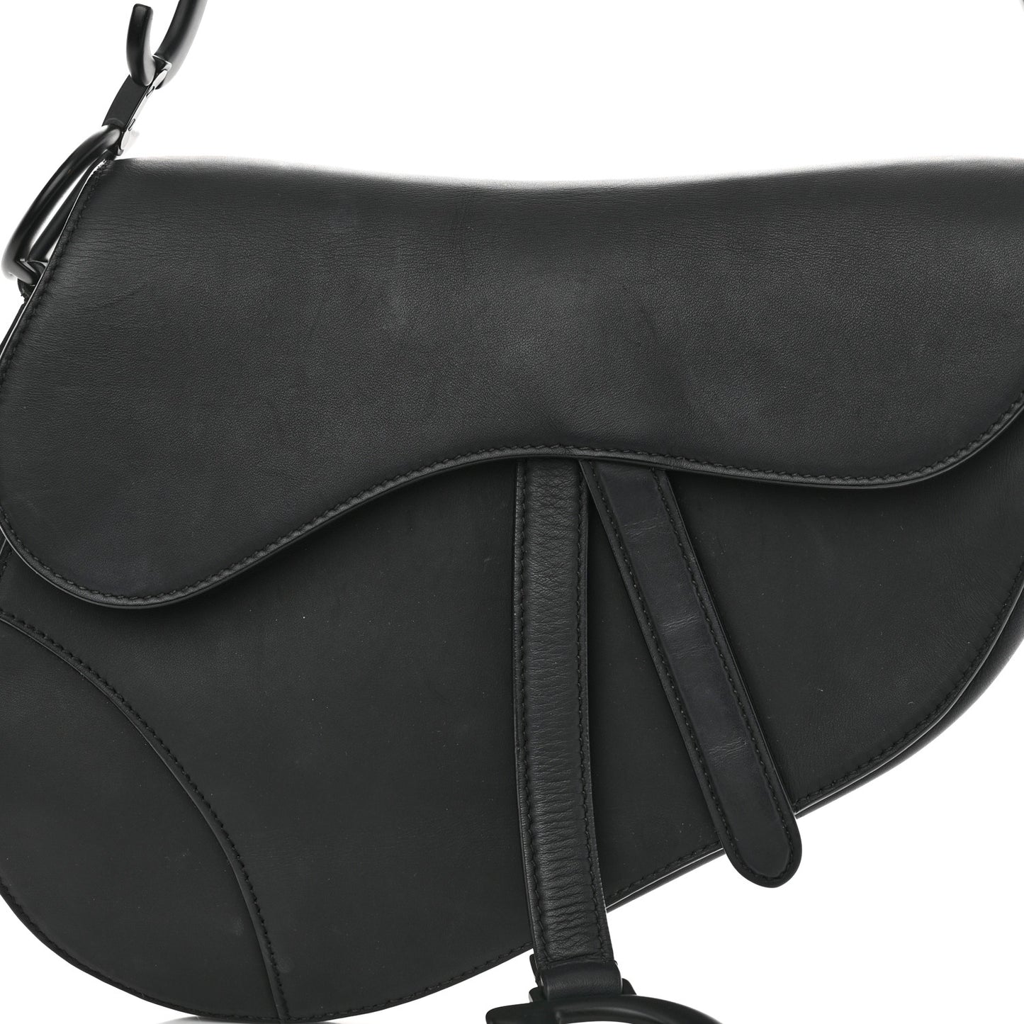 Ultra Matte Calfskin Saddle Bag Black