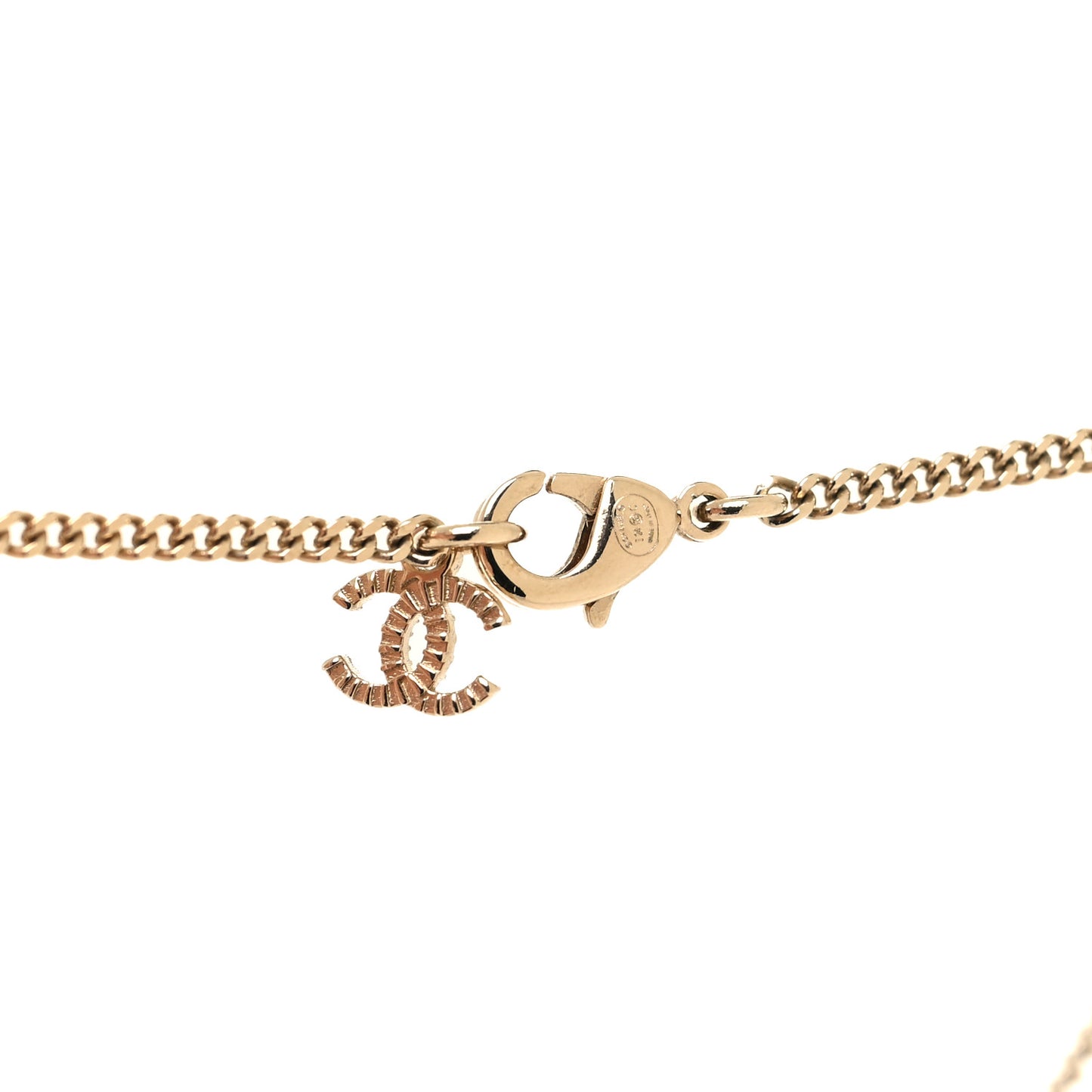 Baguette Crystal Logo CC Necklace Grey Gold