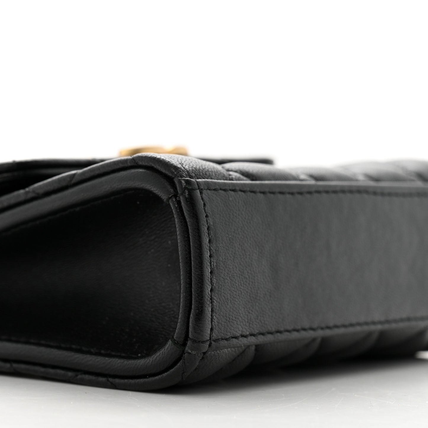 Lambskin Enamel Quilted Mini Top Handle Flap Black