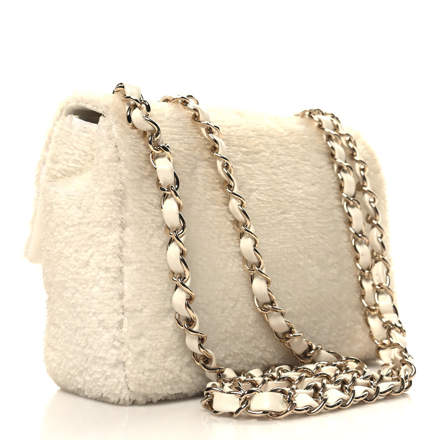 Sequin Mini Rectangular Flap White