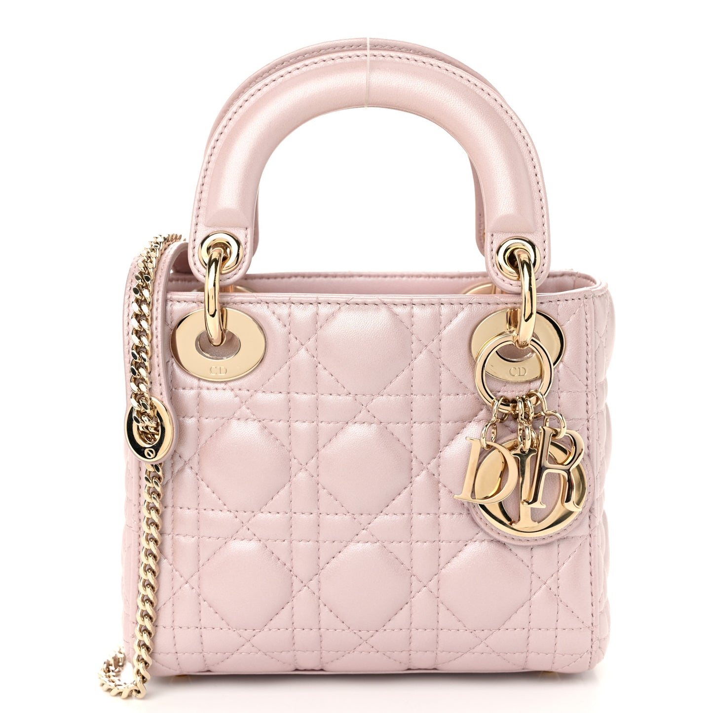 Metallic Lambskin Cannage Mini Lady Dior Lotus