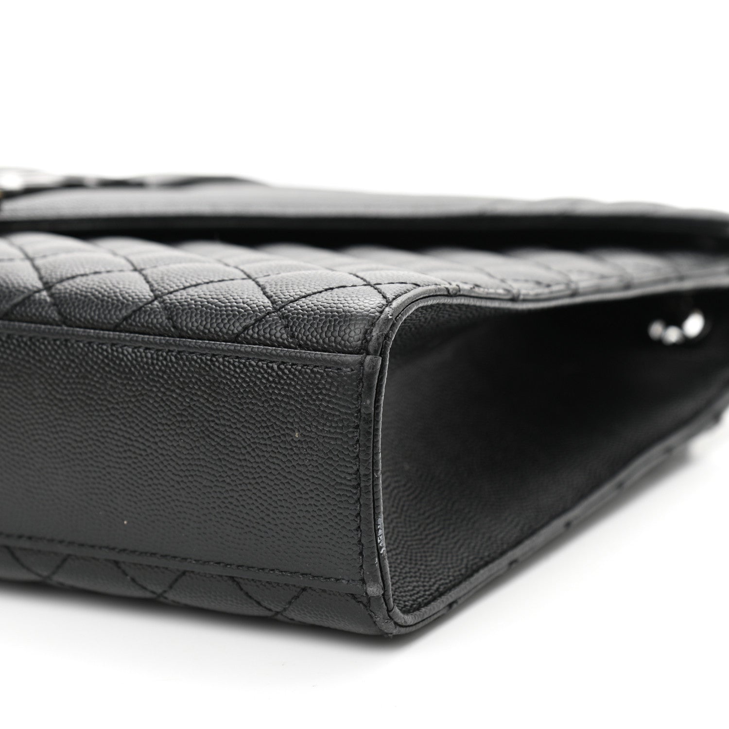 Saint Laurent Grain De Poudre Textured Mixed Matelasse Large Triquilt Monogram Monochrome Satchel Black 11 of 16