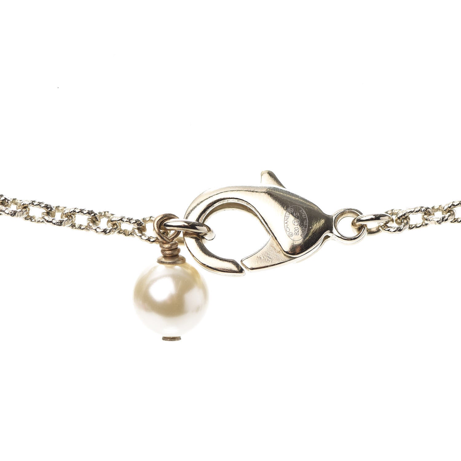 Chanel Graduated Pearl Crystal CC Long Necklace Gold Pearly White 5 of 6