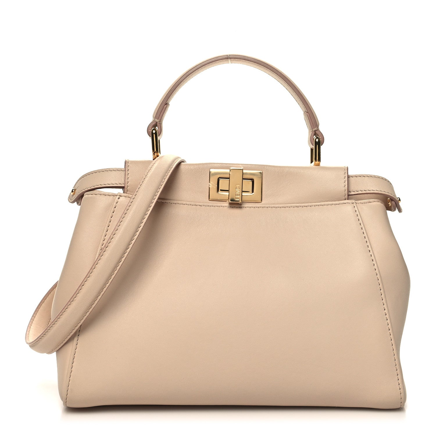 Fendi Nappa Stacked Bar Mini Peekaboo Iconic Satchel Rosa Plaster 1 of 11