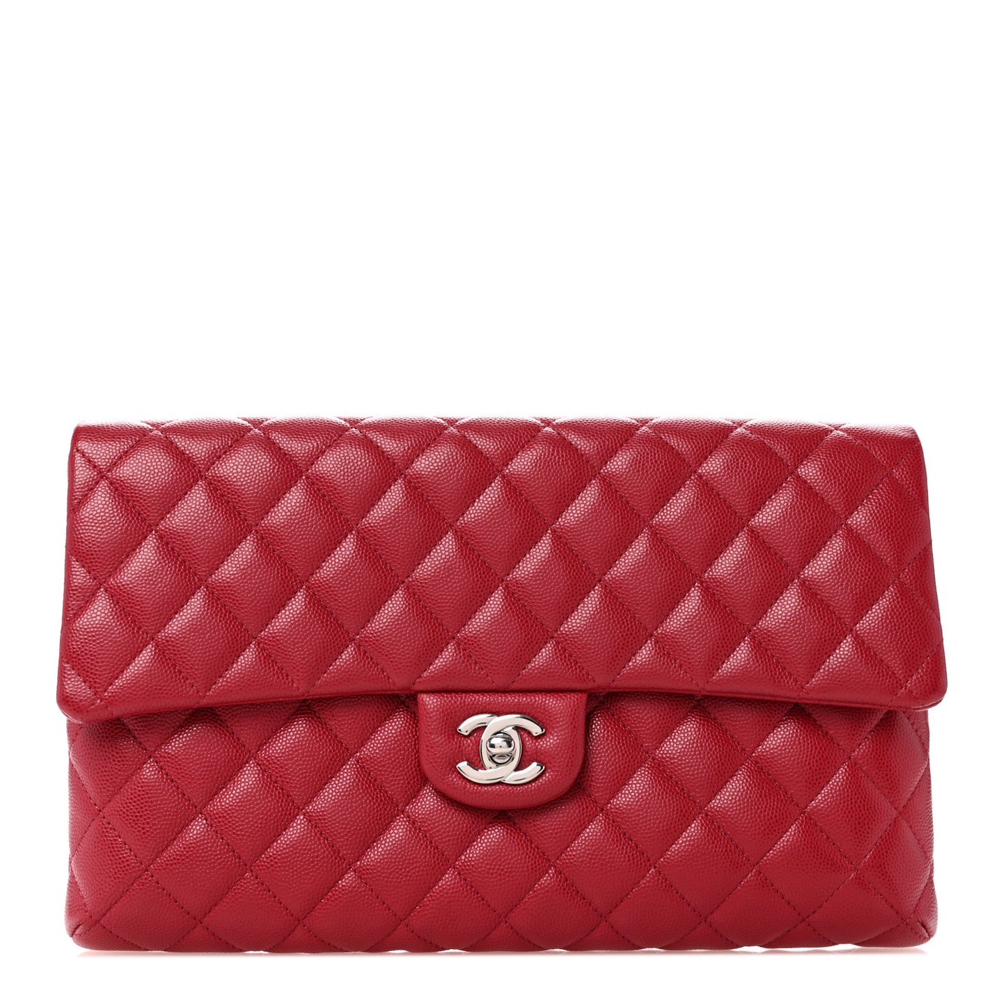 Caviar Quilted Flap Clutch Dark Pink