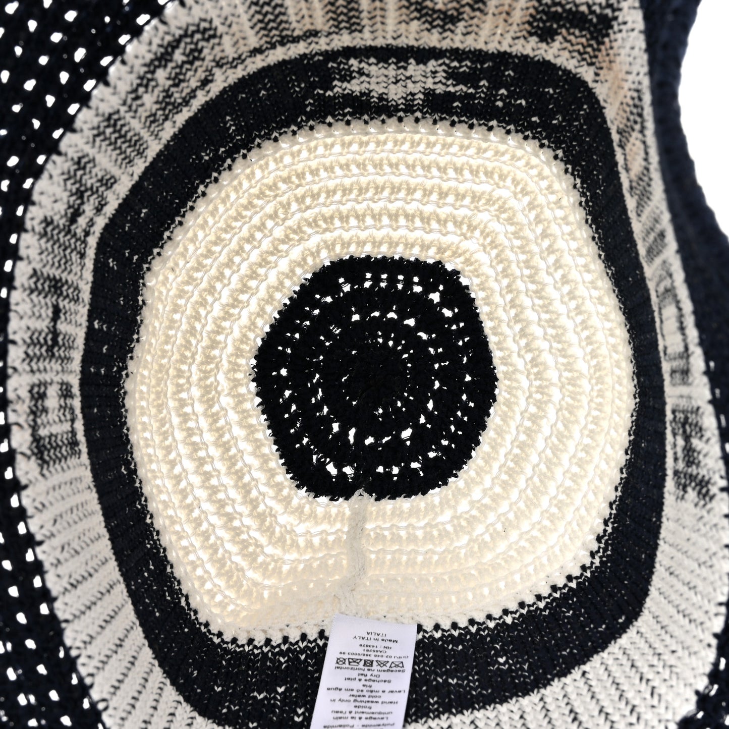 Cotton Blend Knitted D-Tulipe Cloche Hat M Blue White