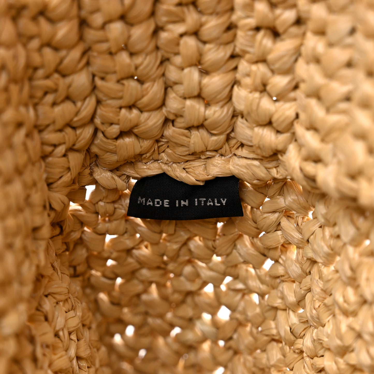 Yarn Raffia Effect Crochet Embroidered Small Logo Tote Naturale