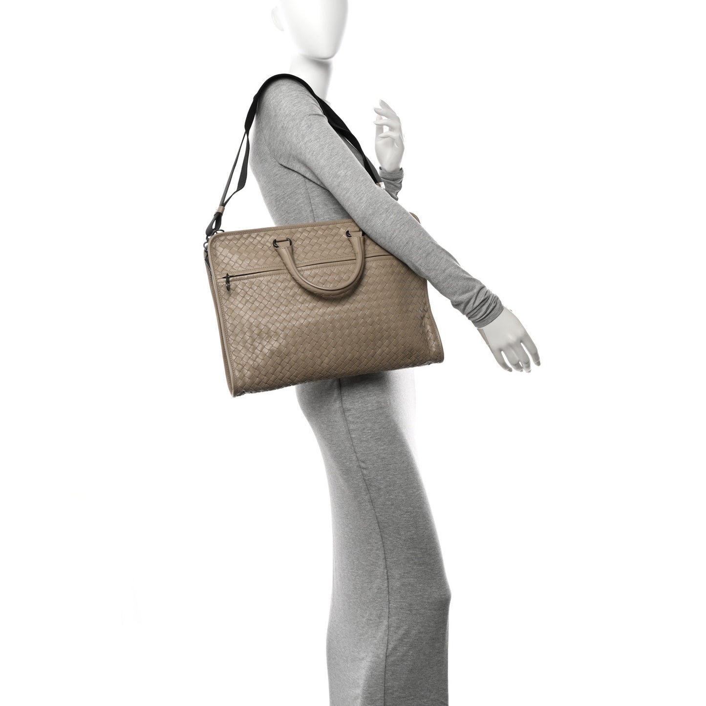 Calfskin Leggero Intrecciato Briefcase Mink