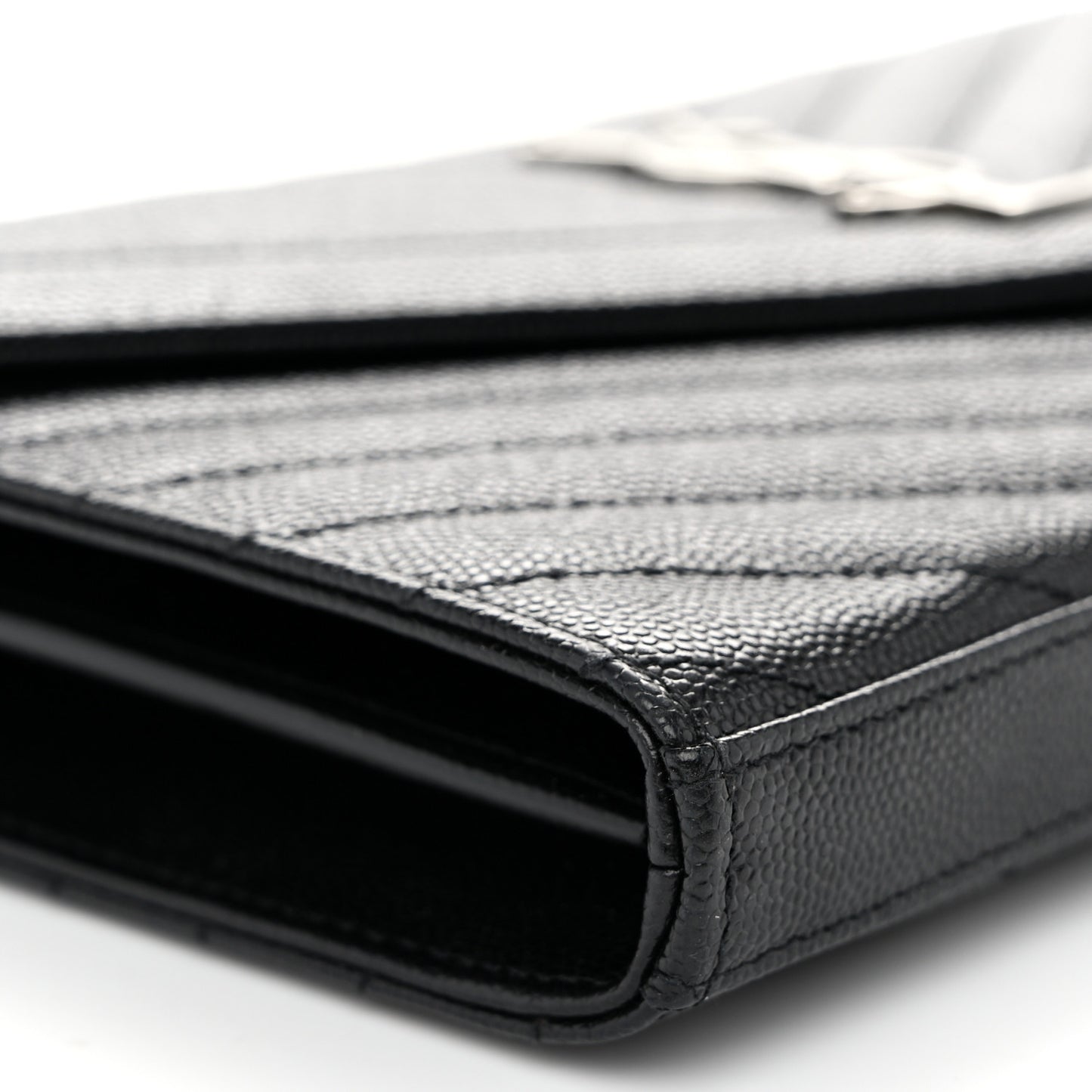 Grain De Poudre Matelasse Chevron Monogram Chain Wallet Black