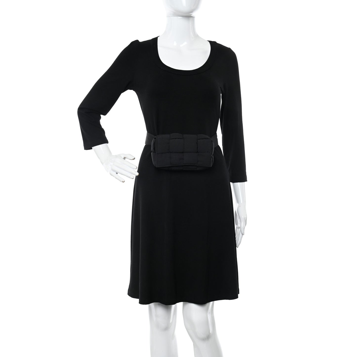 Nylon Intrecciato Padded Tech Mini Cassette Belt Bag Black