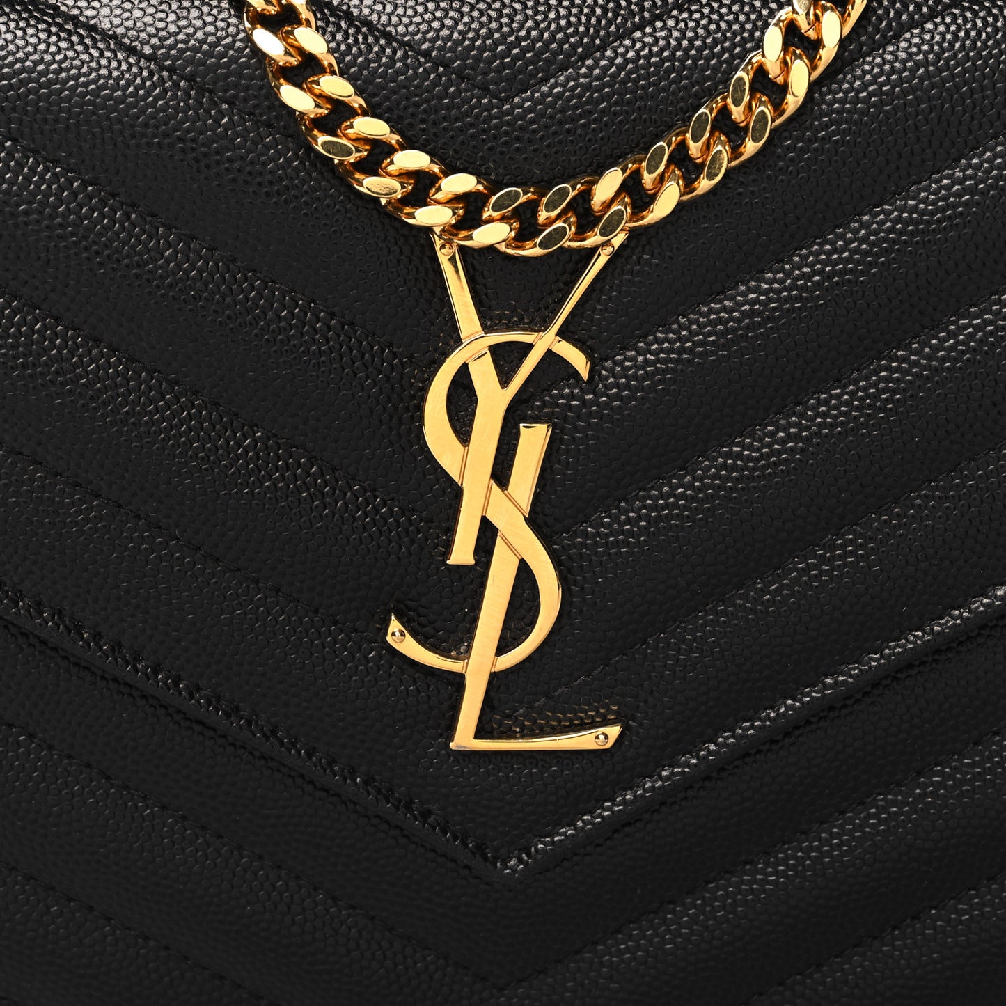 Grain De Poudre Matelasse Chevron Monogram Chain Wallet Black