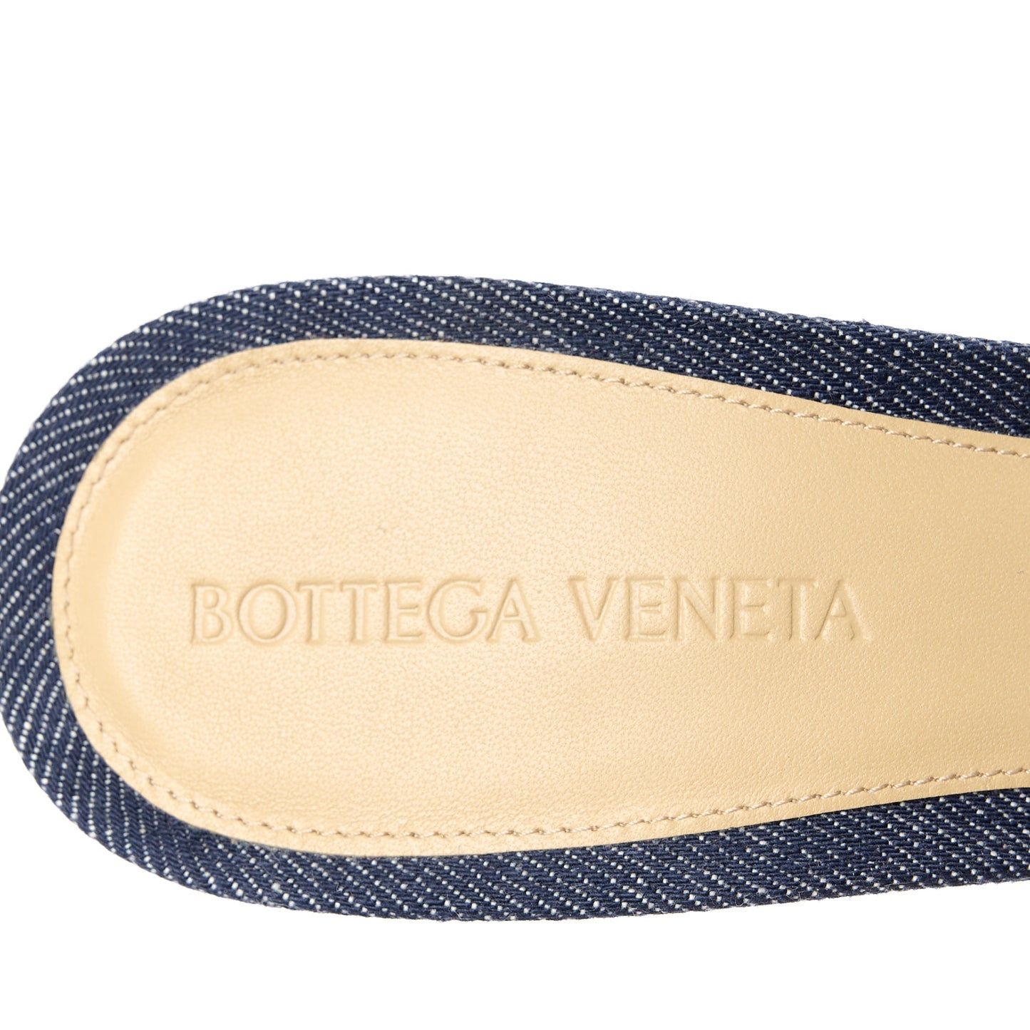 Denim Matelasse Padded Mule Sandals 38.5 Sapphire
