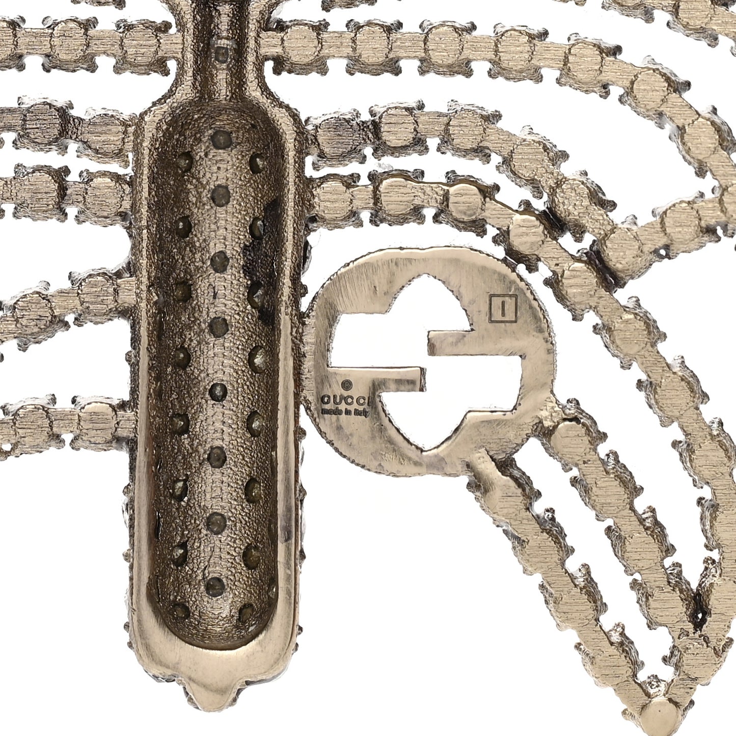 Crystal Butterfly Interlocking G Hair Clip Silver