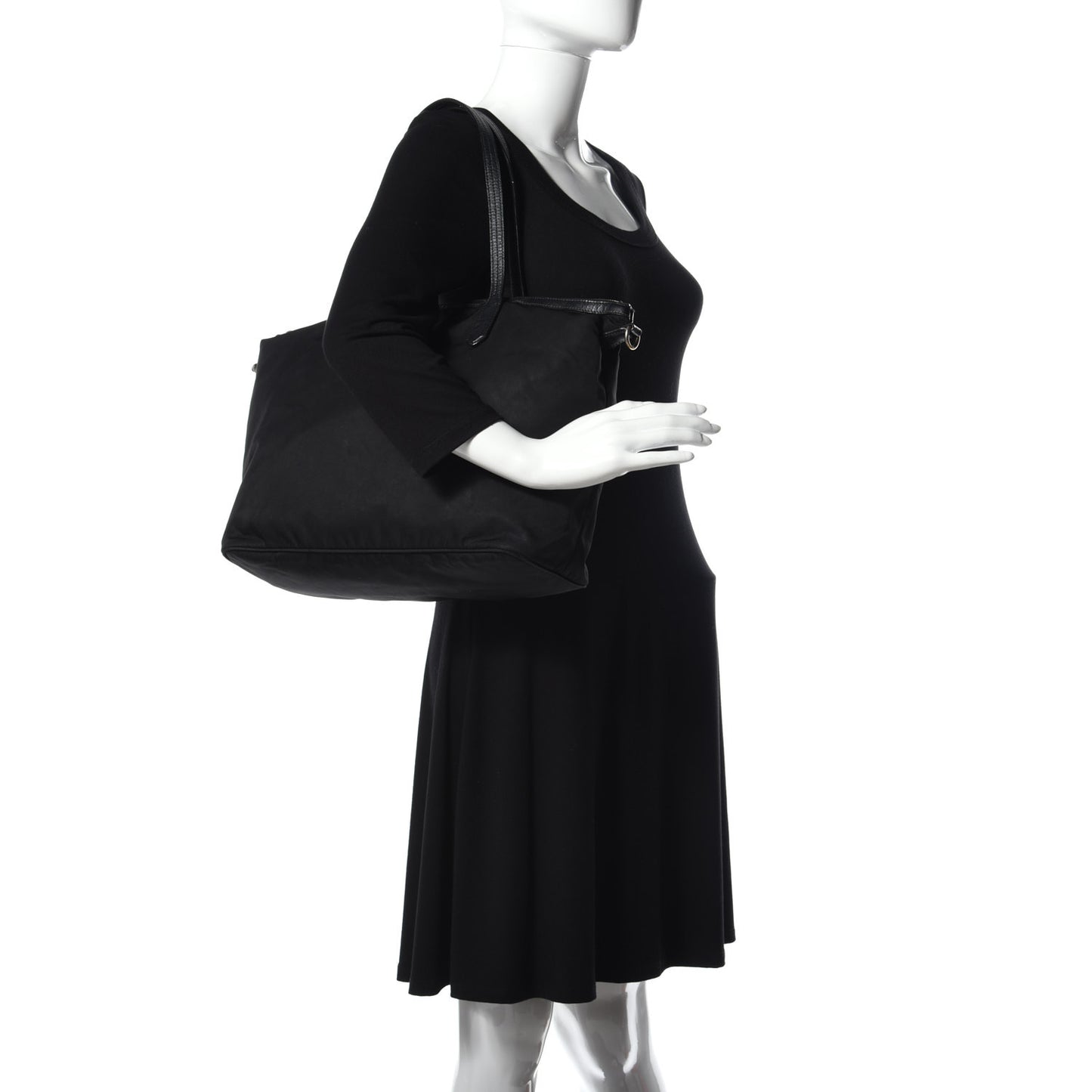 Tessuto Nylon Saffiano Shopping Tote Black