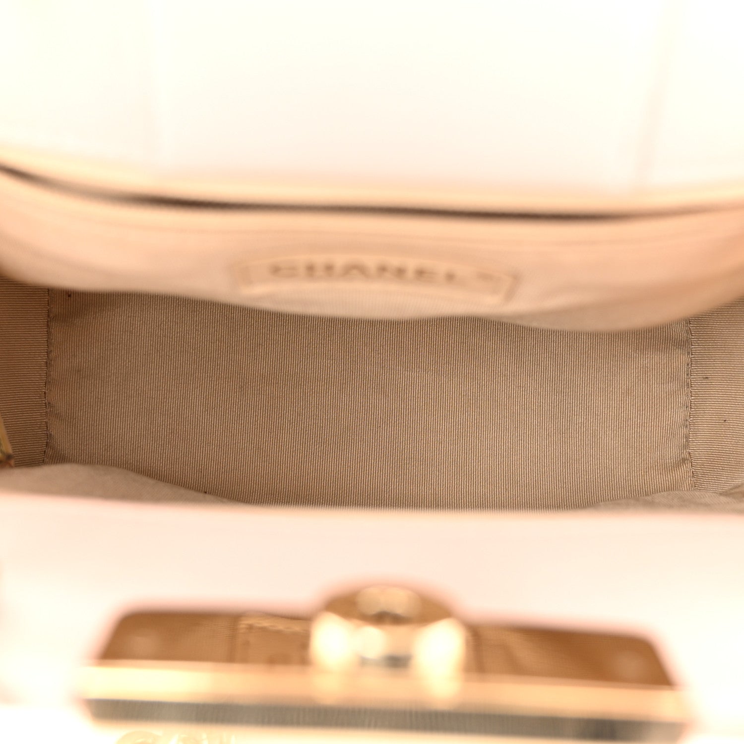 Chanel Grained Calfskin Stitched Small Label Click Shopper Tote Light Beige 5 of 11